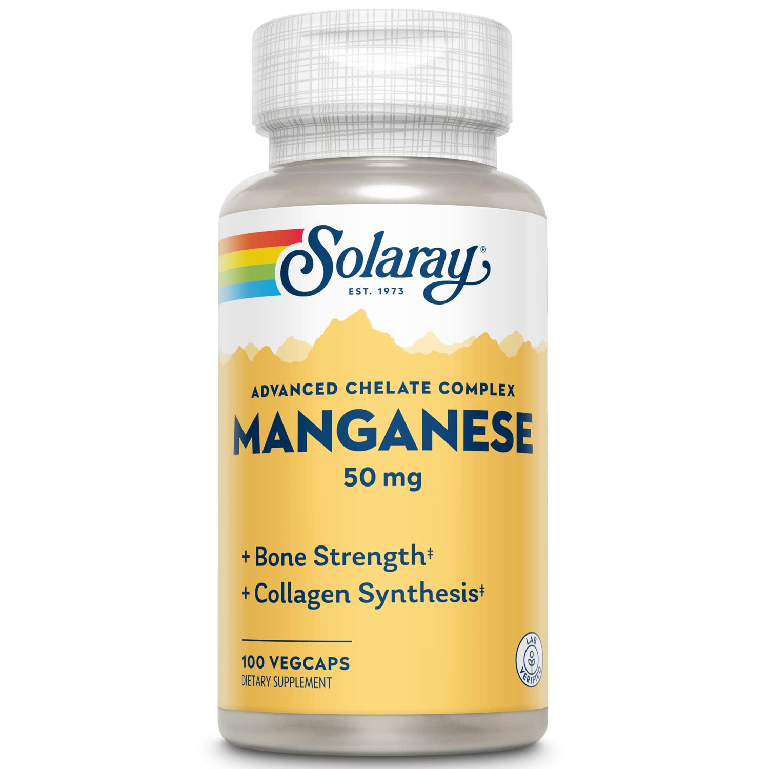 SOLARAY Manganese Supplement 50 mg - Essential Trace Minerals - Advanced Trace Mineral Supplements for Bone Strength and Bone Health Support - Lab Verified, 60-Day Guarantee, 100 Servings, 100 VegCaps SOLARAYAu supplements