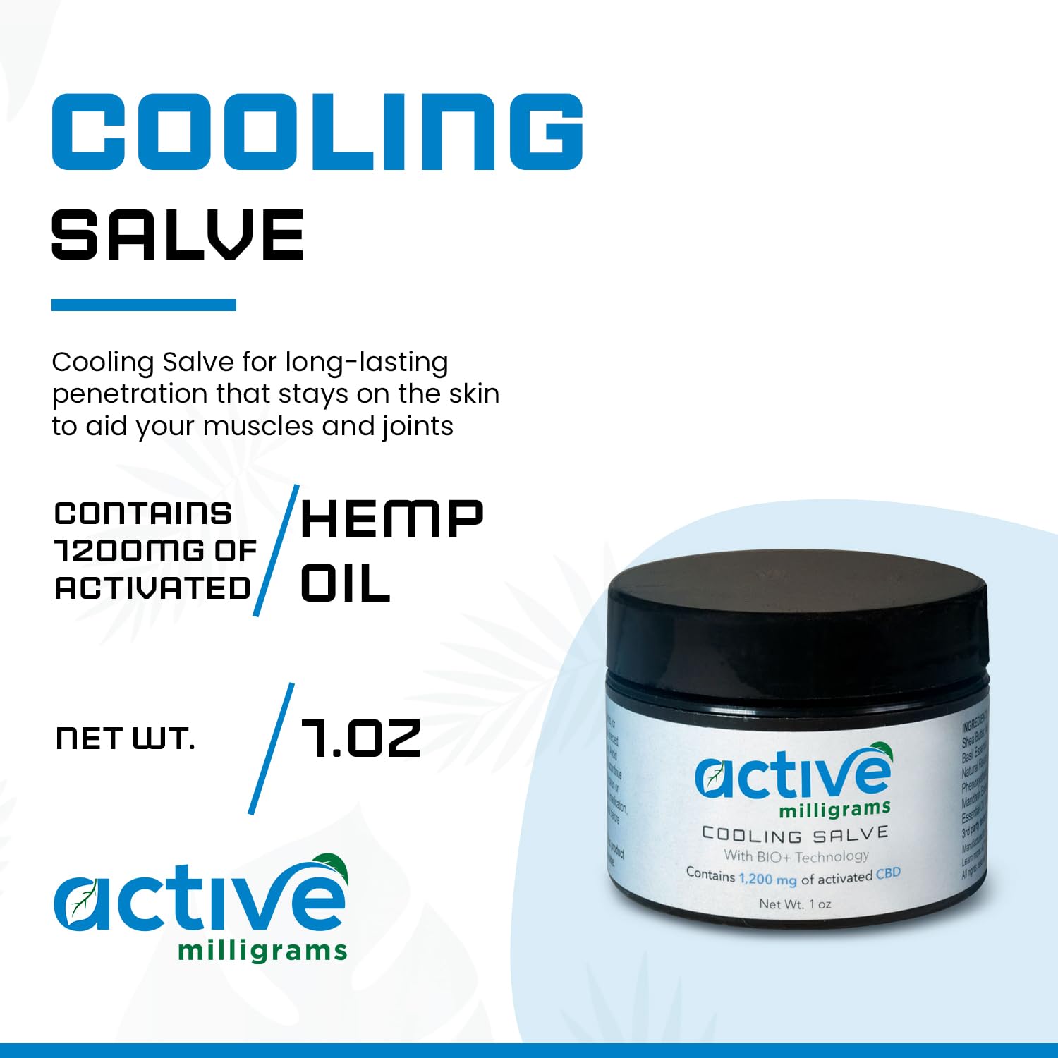 active milligrams Hemp Cooling Salve for Joint & Muscle Relief - Infused with Menthol, Shorea (Sal) Butter, Yarrow Essential Oil – Soothe Discomfort in Back, Knees, Neck, Shoulder, and Elbow - 1 OZ active milligramsAu supplements