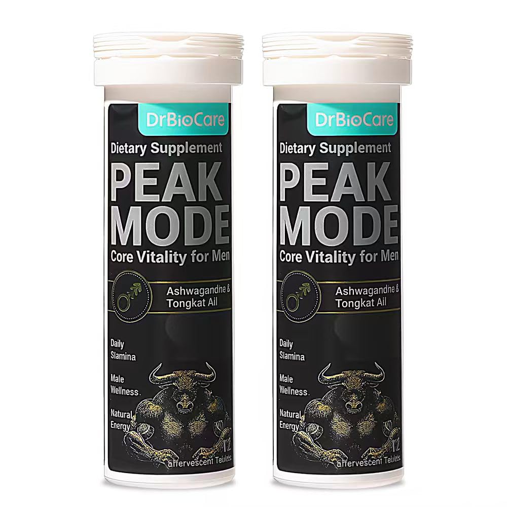 DrBioCare Peak Mode Core Vitality for Men 7-in-1 Effervescent Tablets | Tongkat Ali, Maca & L-Arginine，Ashwagandha, | Boost Stamina, Drive & Blood Flow for Good Performance | Berry Flavor 24 Tablets DrBioCareAu supplements
