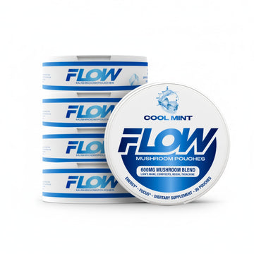 Flow Pouches Mushroom Nootropic Pouches - 600mg Organic Mushroom Energy Ultra Pouches with Lion's Mane, Reishi, Cordyceps for Focus & Clean Energy - Zero Caffeine or Sugar (5 Can Pack, Cool Mint) Flow PouchesAu supplements