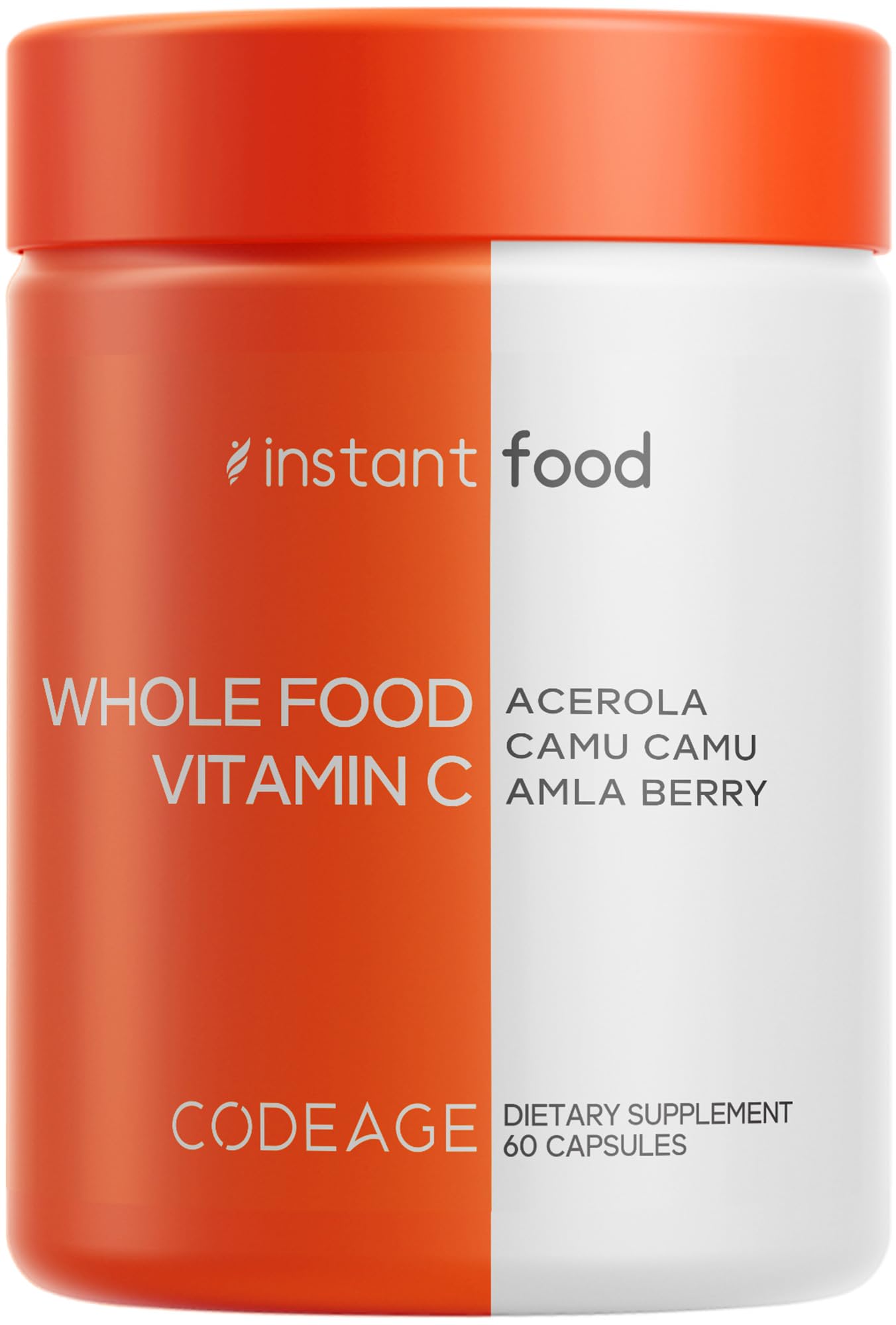 Codeage Whole Food Vitamin C Supplement - Acerola Cherry, Camu Camu, Amla Berry & Rose HIPS Blend - Citrus Bioflavonoids - Instantfood Energy Vitamins - 500mg Vitamin C Pills - Non-GMO - 60 Capsules CodeageAu supplements