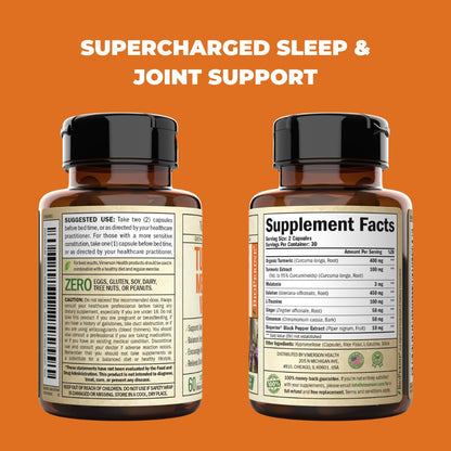 Turmeric, Melatonin & Valerian Root Sleep Aid Supplement. Natural Sleep Aid for Adults Vimerson HealthUS supplements