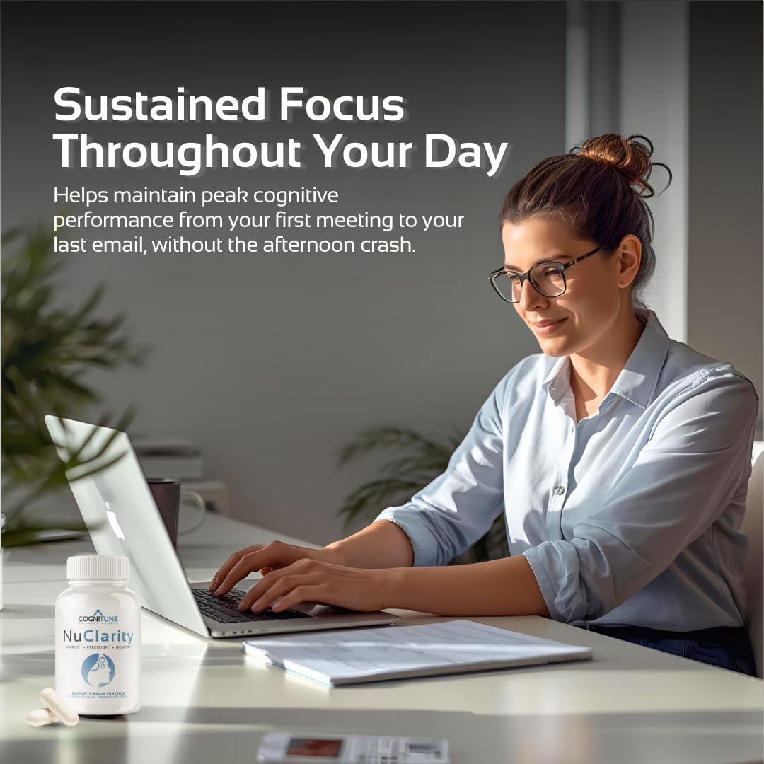 CogniTune NuClarity Brain Supplement for Memory and Focus - Caffeine-Free Nootropic for Mental Clarity Without Jitters - with Ginkgo Biloba, Bacopa Monnieri, Alpha-GPC for Cognitive Support CogniTuneAu supplements