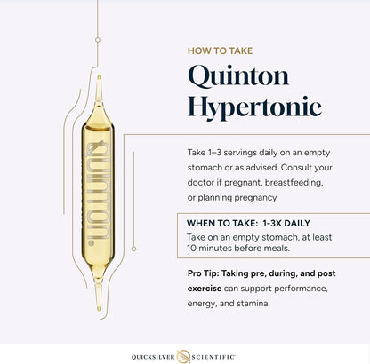 Quicksilver Scientific Original Quinton Hypertonic Solution - Sea Water Hydration - Liquid Minerals with Electrolytes for Muscle Recovery, Stamina+Mineral Replenishment (30 Single Serving Glass Vials) Quicksilver ScientificUS supplements