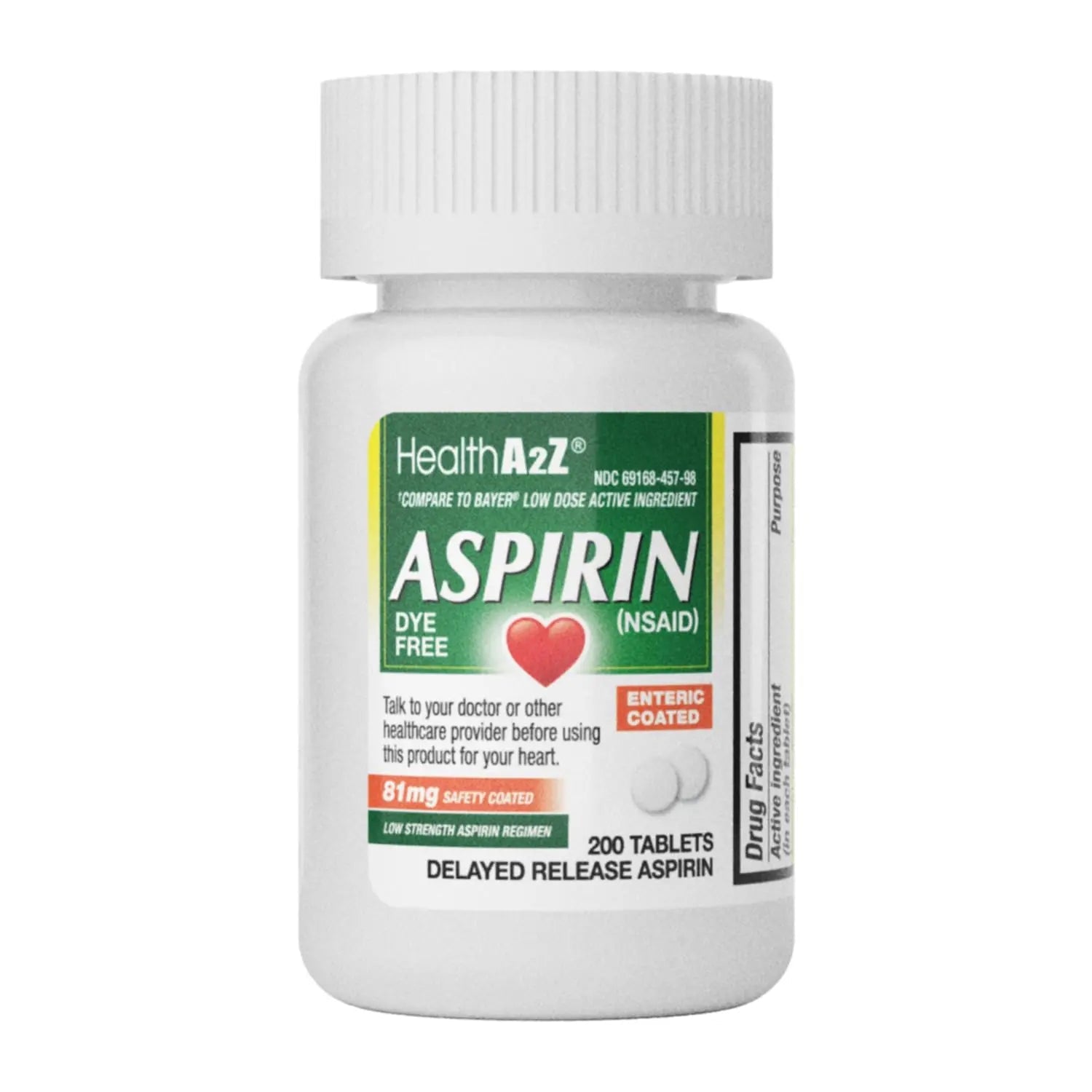 HealthA2Z® Aspirin 81 mg | DYE Free | Low Strength | 200 Counts | Pain Relief | Reduces Minor Aches Muscle Pain & Cramps | Fever Reducer | Reduces Headache | (NSAID) HealthA2ZAu supplements