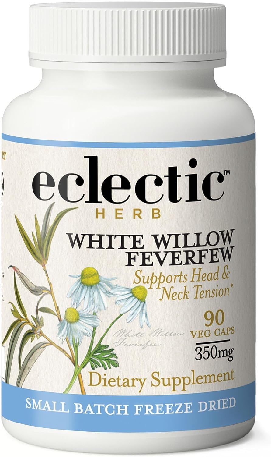 Eclectic Institute Raw Fresh Freeze-Dried Non-GMO White Willow - Feverfew | Support Body's Response to Occasional Pain | 90 CT (350 mg) ECLECTIC INSTITUTEAu supplements
