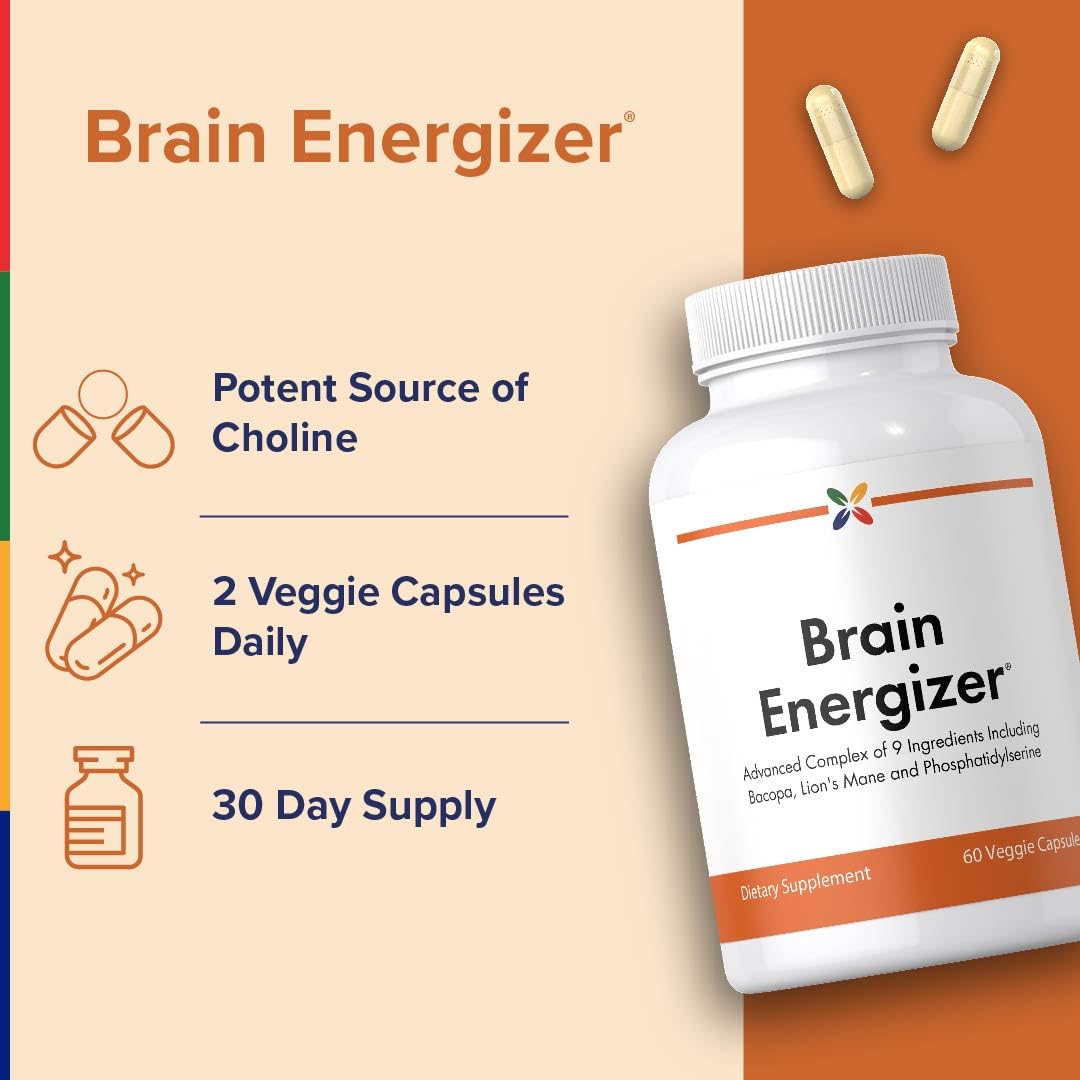 Stop Aging Now - Brain Supplement Complex - with Ginkgo Biloba, Lion's Mane, Bacopa, and DMAE - 60 Vegetarian Capsules - Advanced Blend Stop Aging NowAu supplements