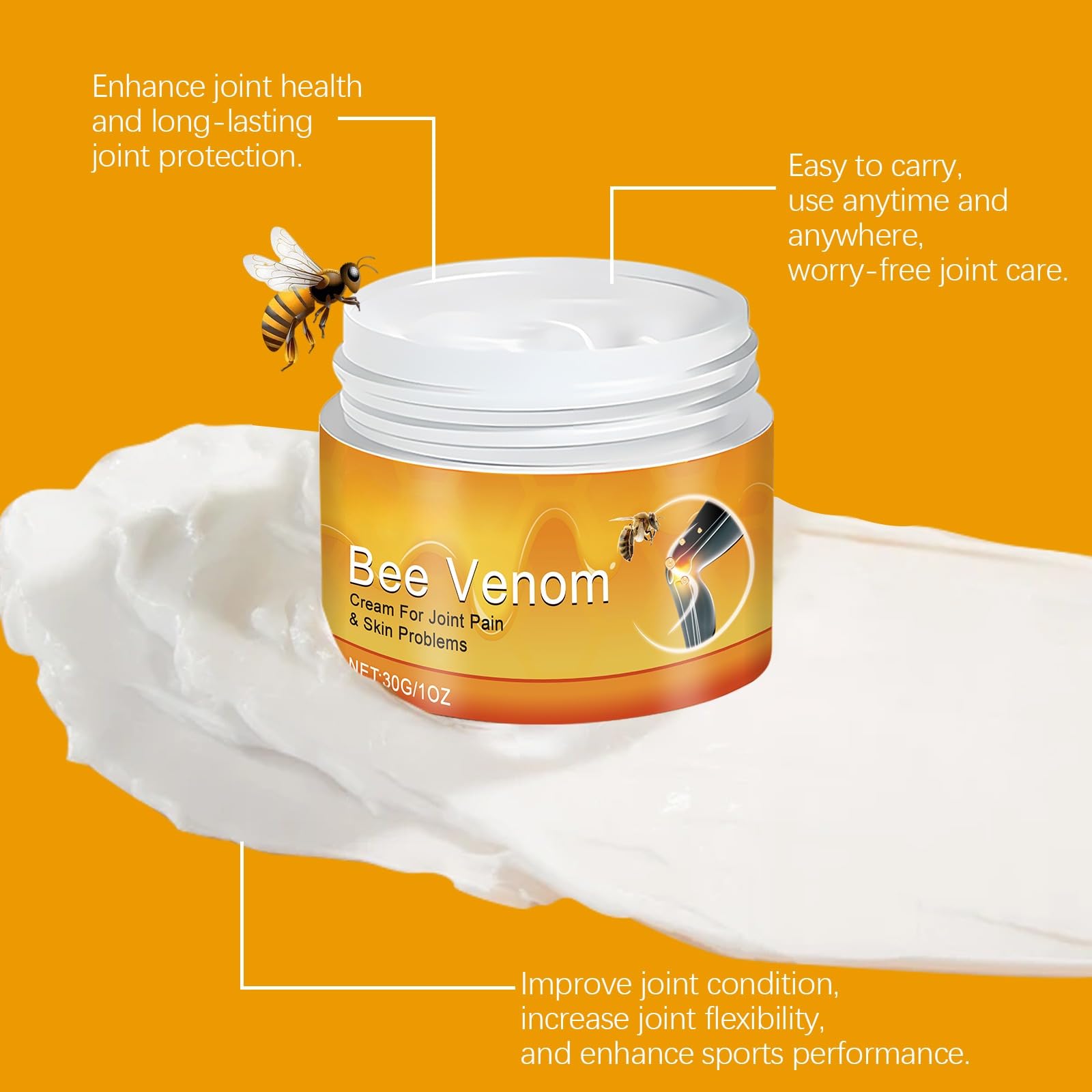 2 PCS Bee Venom Joint and Bone Cream, Bees Venoms Cream Relief Gel for Back, Knee, Hands, Neck, Feet GenericAu supplements