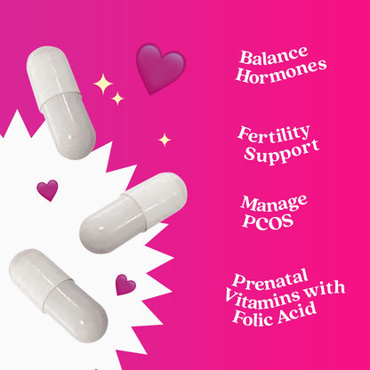 Myo-Inositol & D-Chiro Inositol Capsules with Folic Acid for PCOS | Prenatal Fertility BeLiveUS supplements