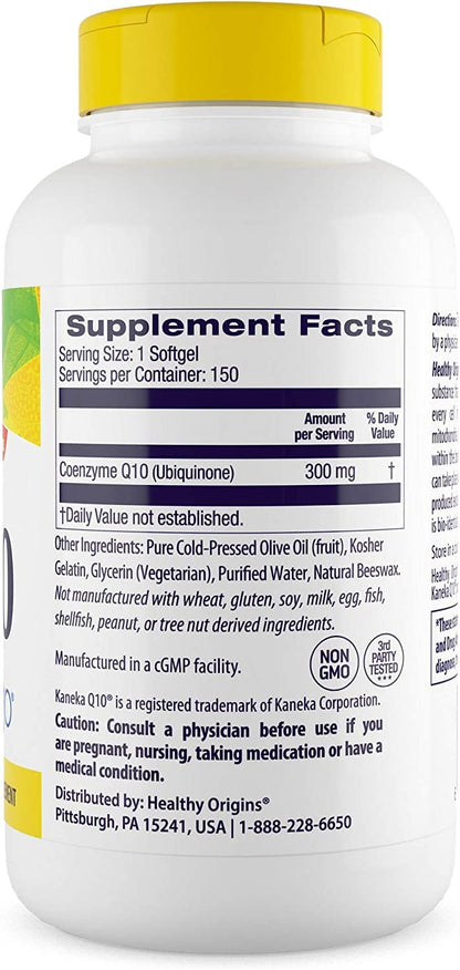 Healthy Origins CoQ10 (Kaneka Q10), 300 mg - Heart Health & Energy Supplement Healthy OriginsUS supplements