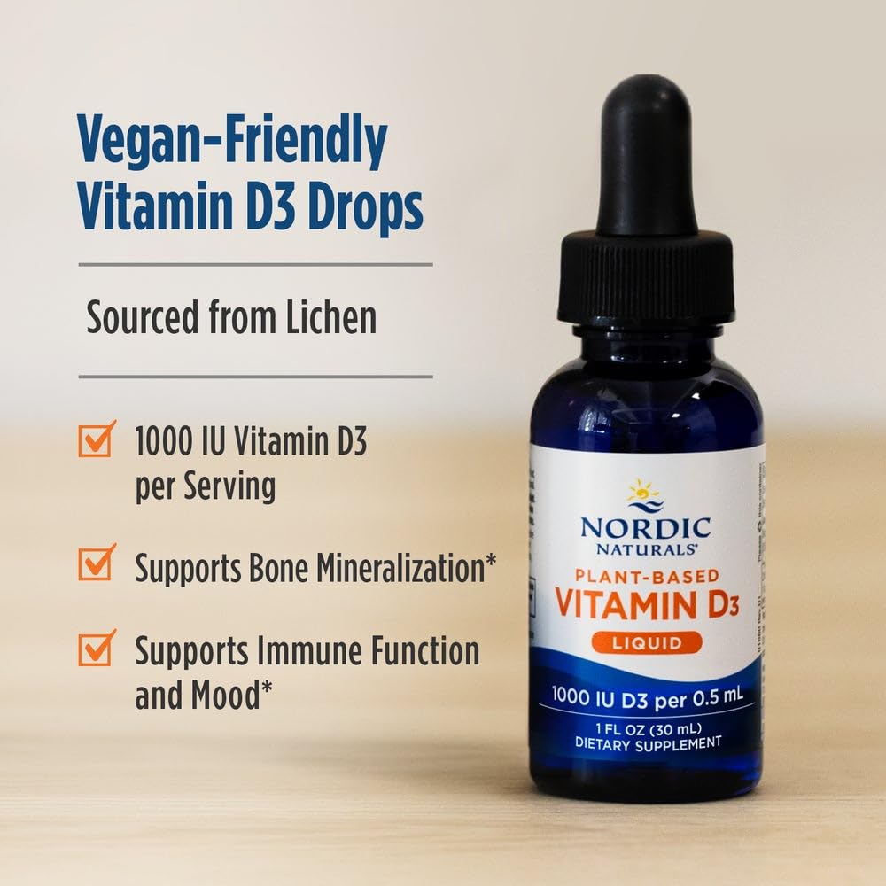 Nordic Naturals Plant-Based Vitamin D3 Liquid - 1 oz - 1000 IU Vitamin D3 - Healthy Bones, Mood & Immune System Function - Non-GMO, Vegan - 60 Servings Nordic NaturalsAu supplements