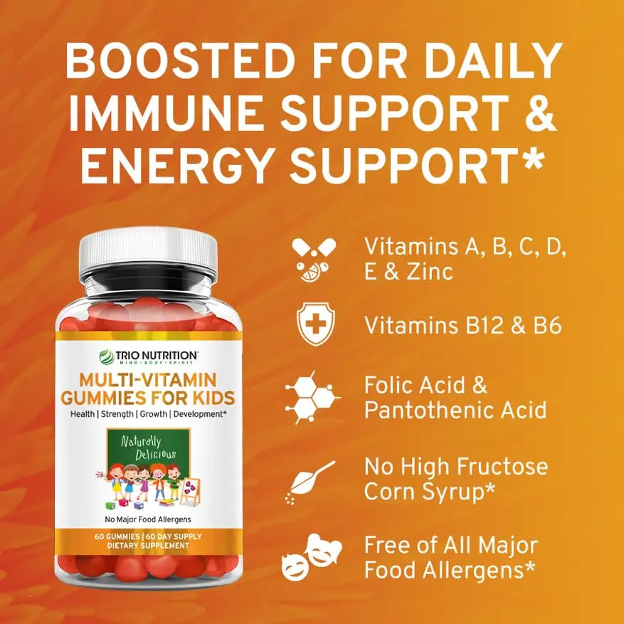 TRIO NUTRITION Premium Kids Multivitamin Gummies with Vitamin C & Zinc for Immune & Energy Support | TRIO NUTRITIONAu supplements