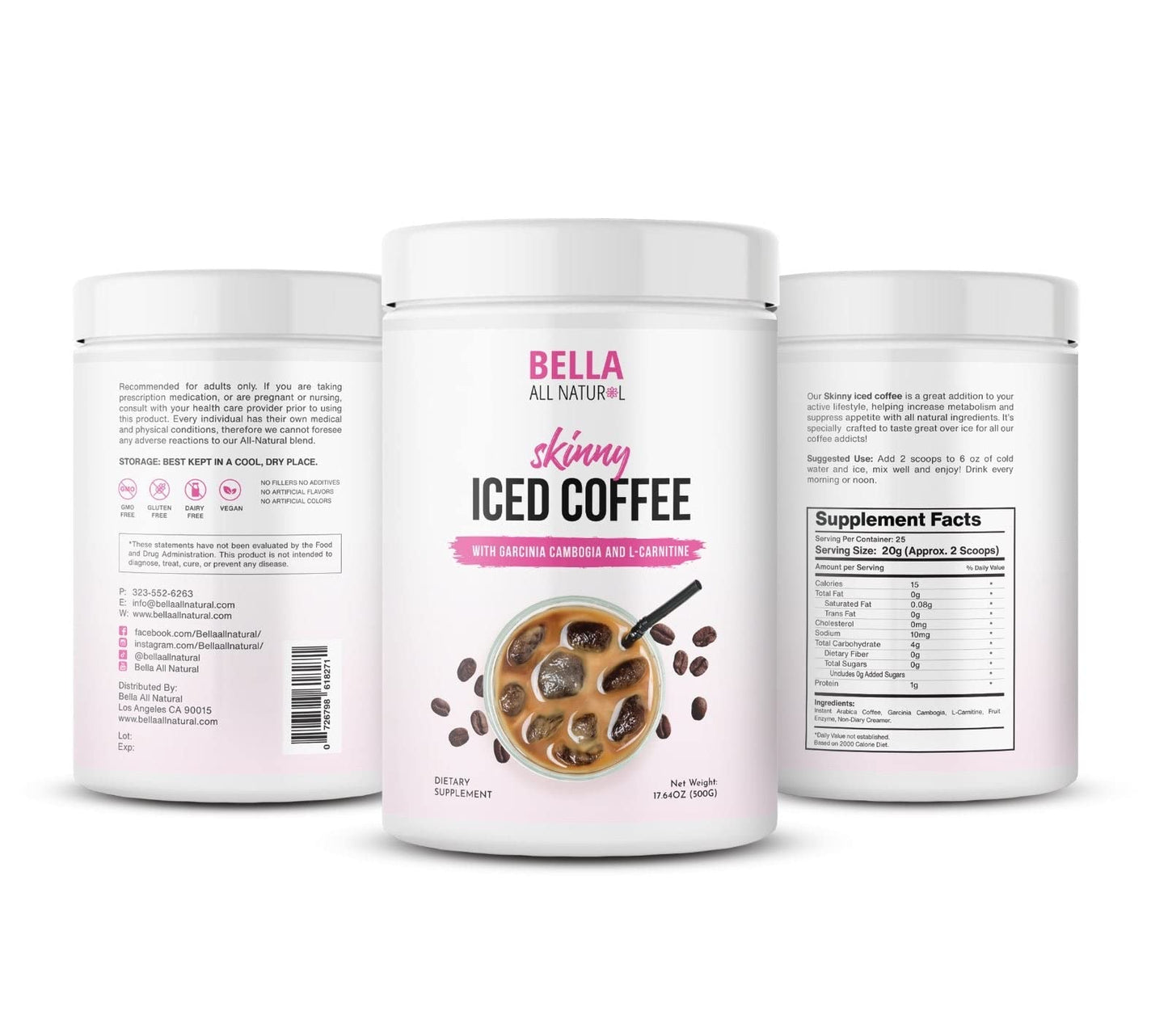Bella All Natural Skinny Iced Coffee - Good Taste - 500 Grams Bella All NaturalUS supplements