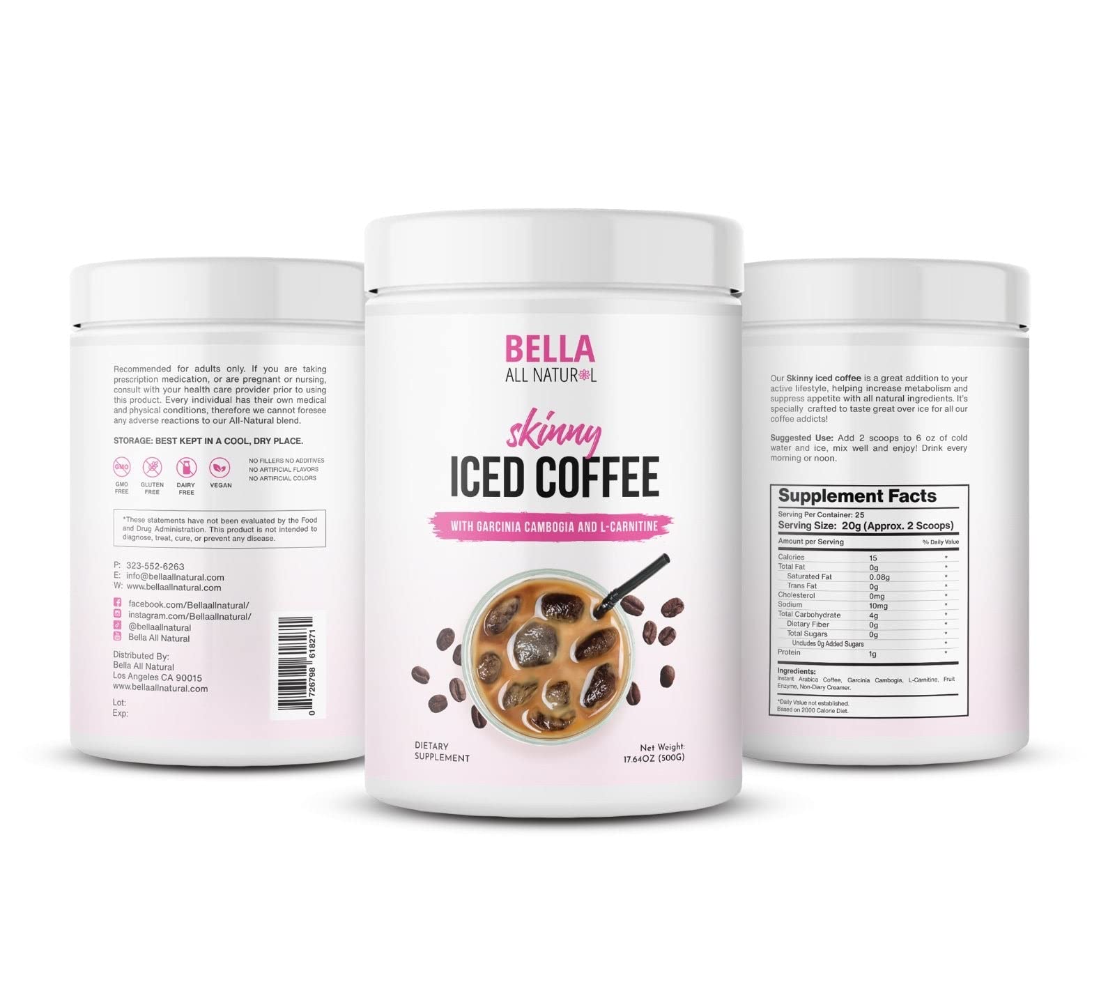 Bella All Natural Skinny Iced Coffee - Good Taste - 500 Grams Bella All NaturalUS supplements