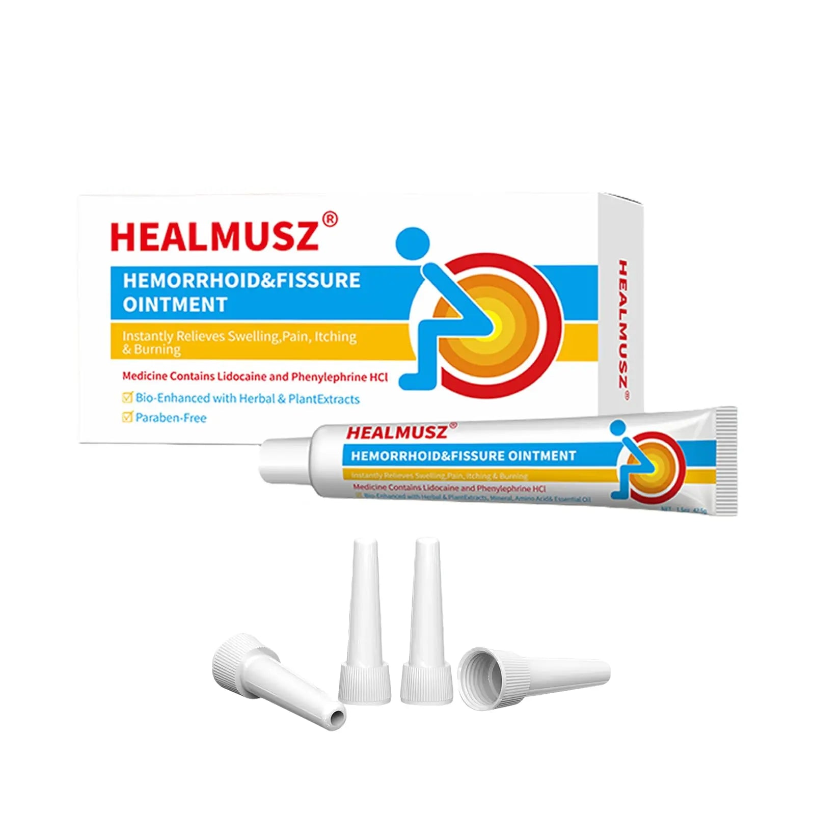 HEALMUSZ Hemorrhoid & Fissure Ointment,with 4% Lidocaine and Phenylephrine HCl,Fast Relief for Pain, Swelling, Discomfort & Itching | 1.5 oz HEALMUSZAu supplements