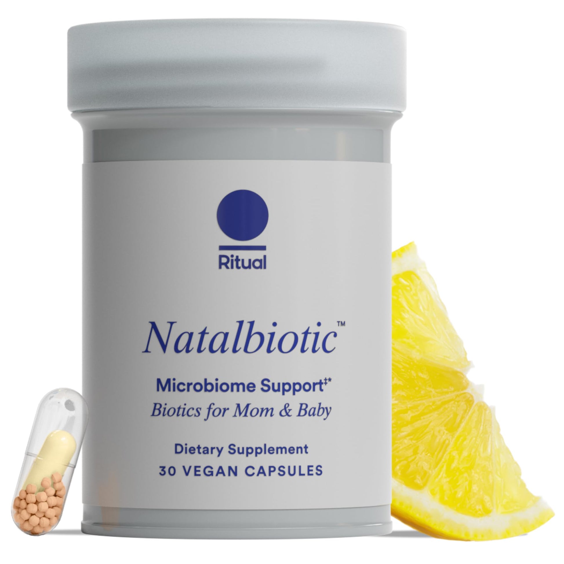Ritual Natalbiotic™ Microbiome Support†* Biotics for Mom & Baby. Formulated to Support Digestive Health, Vaginal Health, and Baby’s Immune Health.* Designed with OB/GYNs‡. Non-GMO, Vegan, 30 Days RitualUS supplements