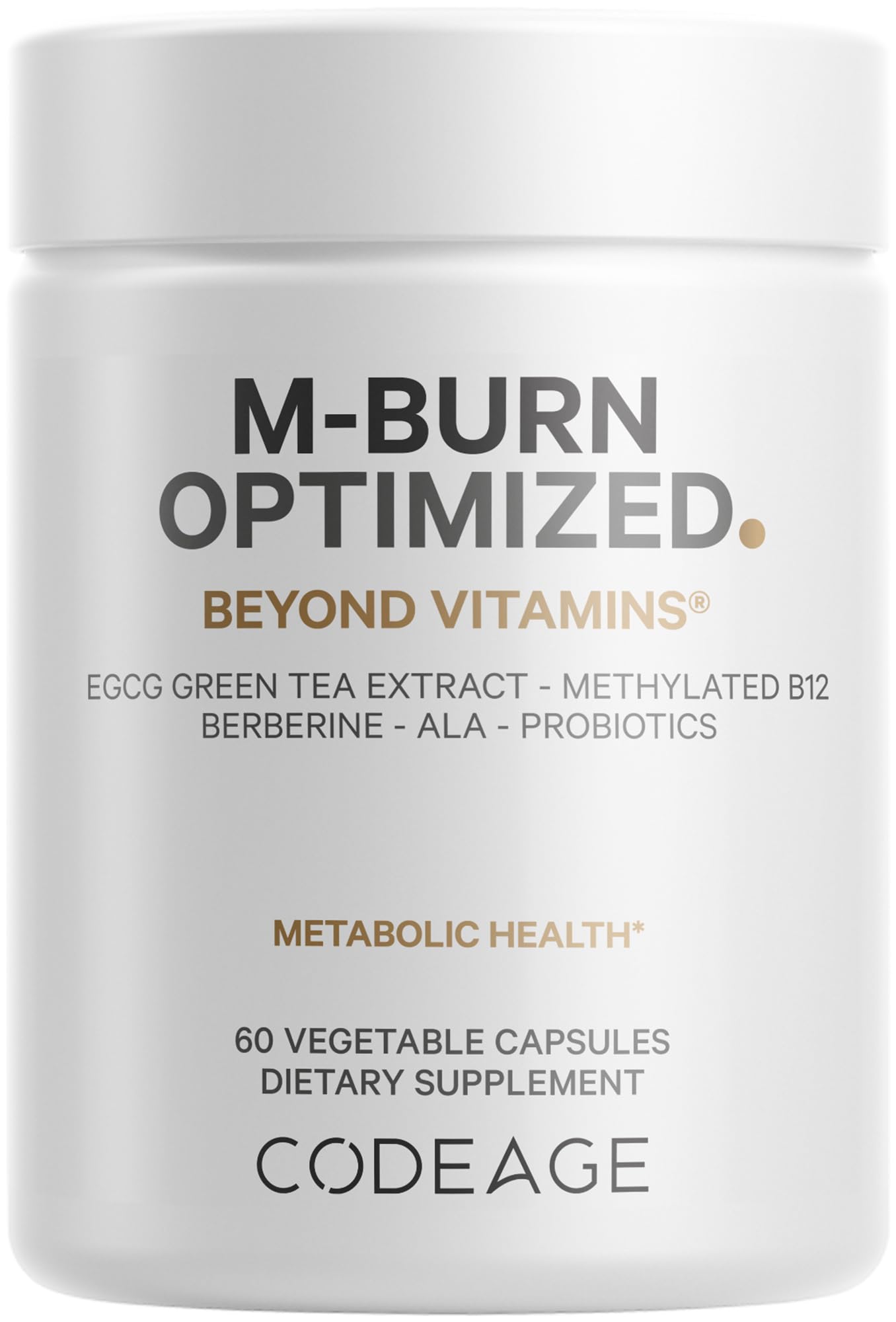 Codeage M-Burn Optimized Supplement - Decaffeinated Green Tea Std. to 50% EGCG, Berberine, Akkermansia, Vitamin B12 - Probiotics - Vitamins - 60 Capsules CodeageAu supplements