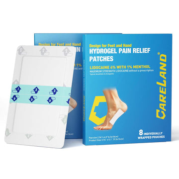 CARELAND Plantar Fasciitis Lidocaine Pain Patches with Hydrogel Technology- Waterproof with Sticky Border, 12 Hour Pain Relief - Contours to Your Foot - 16 Ct CARELANDAu supplements