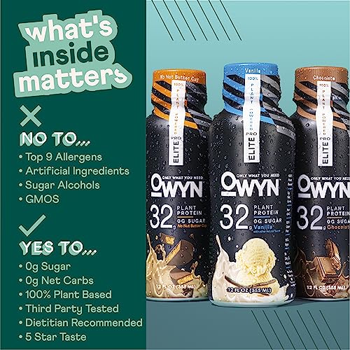 Pro Elite Vegan Plant-Based High Protein Keto Shake, No Nut Butter Cup, Zero Sugar OWYN Only What You NeedUS supplements