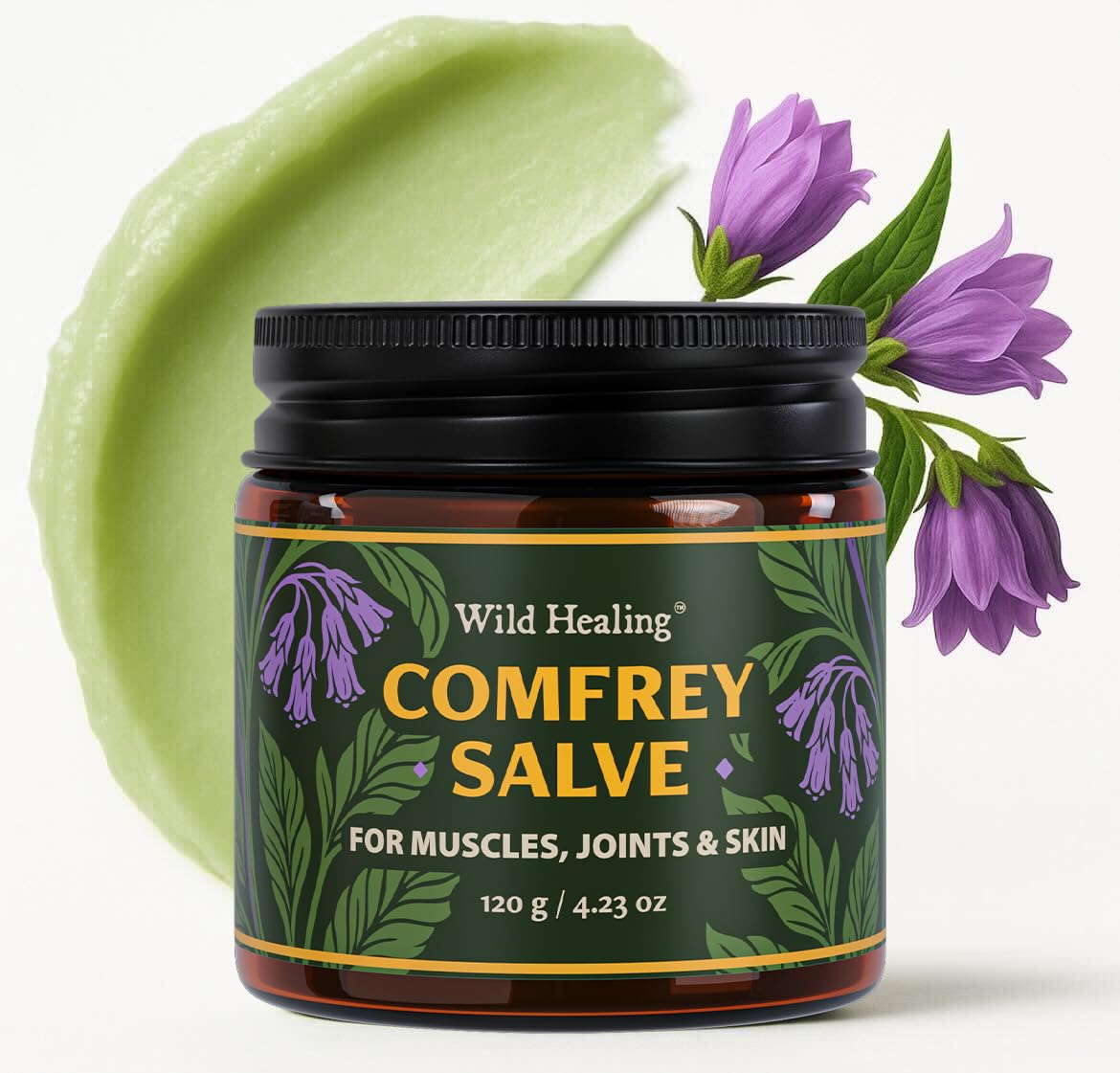 Wild Healing Comfrey Salve – Concentrated Herbal Balm with Arnica, Magnesium & MSM – Soothing Botanical Cream for Joints, Muscles & Dry Skin – 4.23 oz Wild HealingAu supplements
