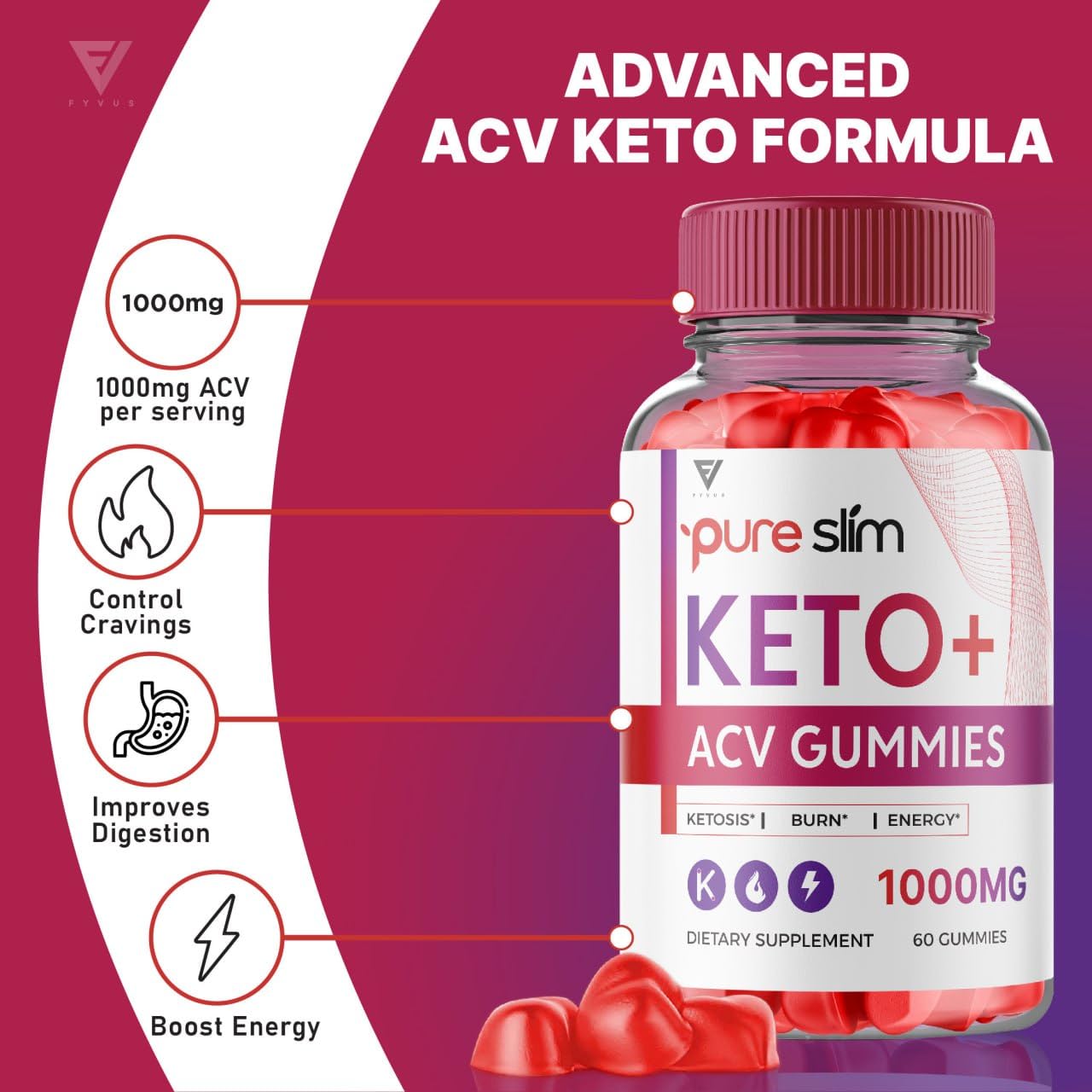 (2 Pack) Pure Slim Keto ACV Gummies, Pure Slim Keto ACV Gummies Advanced Kelly Clarkson FyvusAu supplements