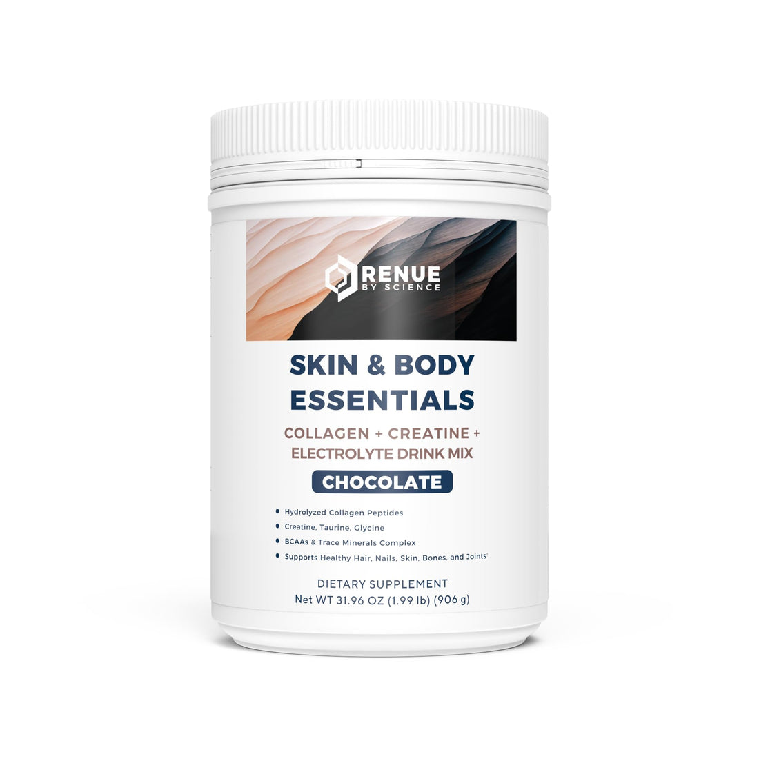 Renue By Science Skin & Body Essentials | Collagen Peptides Electrolytes Creatine & BCAA Powder | Collagen (12g) Creatine Monohydrate (4g) per Serving with Taurine & Glycine | Made in USA - Chocolate Renue By ScienceUS supplements