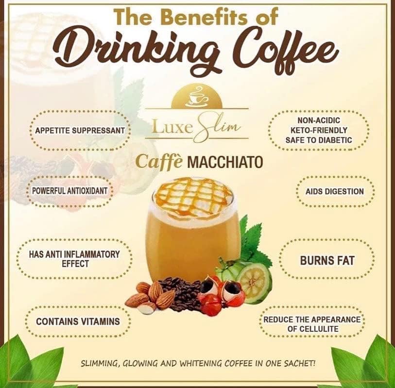 Luxe Slim Cafe Macchiato with Hydrolyzed Collagen & Glutathione, 21g x 10 Sachets, 0.74 Ounce Luxe SlimUS supplements