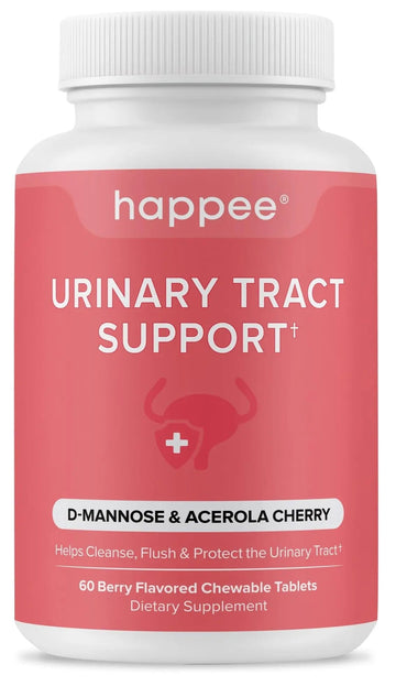 Happee Urinary Tract Health Supplement for Women & Men – Fast-Acting UTI Relief and Prevention, 500mg D-Mannose & Antioxidants, Supports Kidney and Bladder Health, Berry Flavor, 60 Chewables HappeeAu supplements