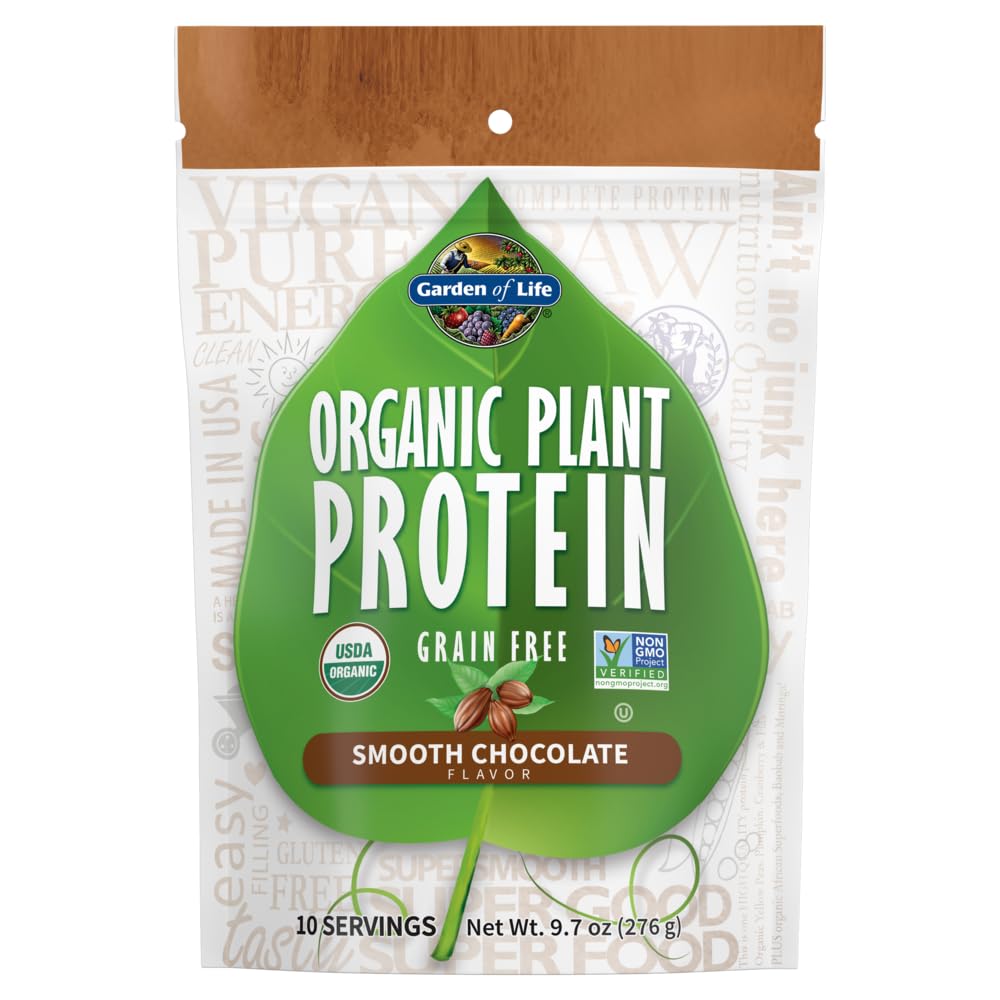 Garden of Life Organic Plant Protein Smooth Chocolate Powder, 10 Servings - Vegan, Grain Garden of LifeUS supplements
