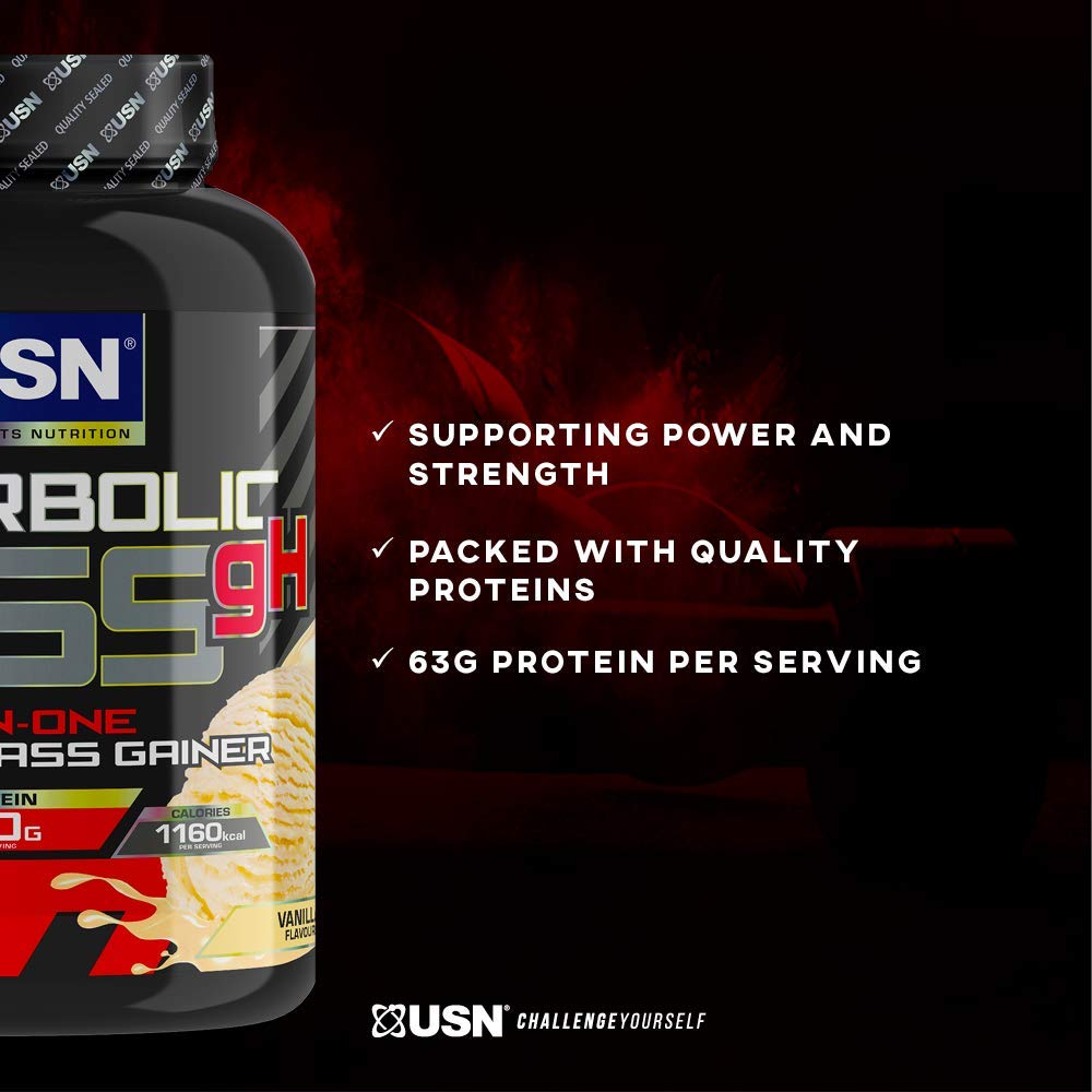 USN Hyperbolic Mass Strawberry 6kg: High Calorie Mass Gainer Protein Powder for Fast Muscle Mass USNAu supplements