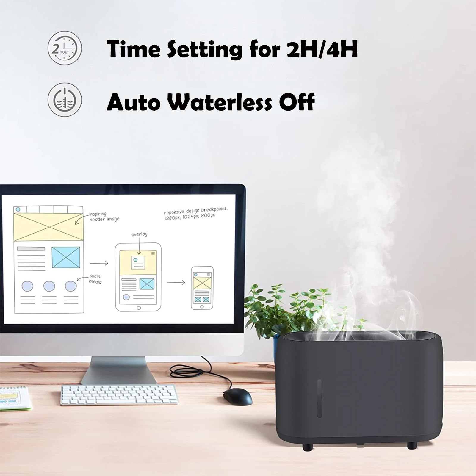 Flame Diffuser Humidifier 240ML for Essential Oils, Smart Timing with 7 Changeable Colors, Dual Mist AOSUMWITHUAu supplements