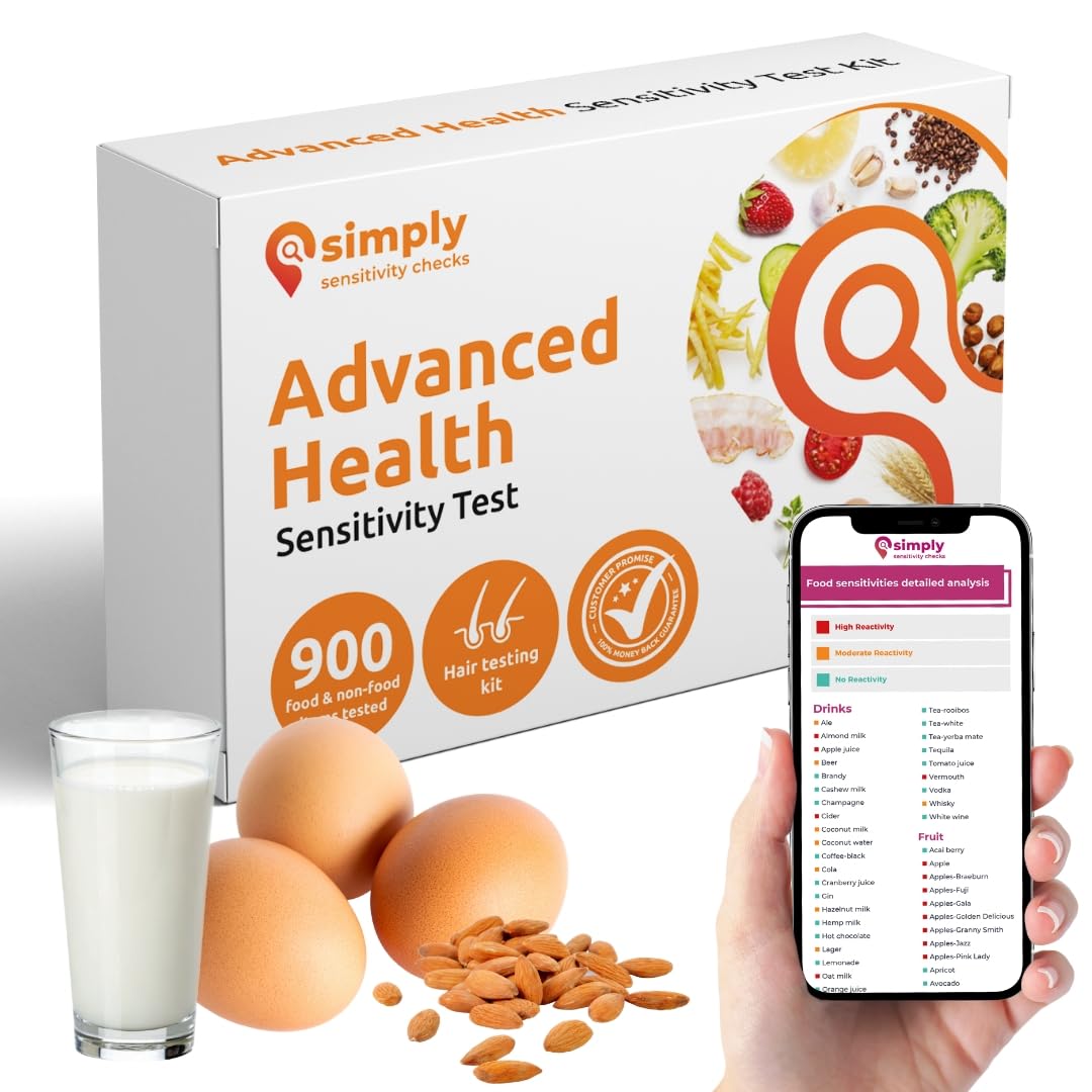 Simply Sensitivity Checks 900+ Items Food Sensitivity Test Kit for Adults – Foods & Non-Foods, Including Lactose, Gluten, Vitamins, Minerals, Gut Health & More – at-Home Food Intolerance Test Kit Simply Sensitivity ChecksAu supplements