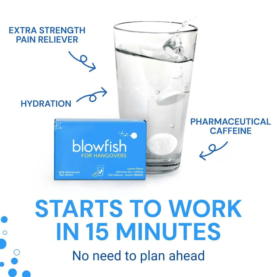 Blowfish for Hangovers - Fast Hangover Relief in 15 Minutes | FDA-Recognized Formulation | Headache Relief, Energy, and Hydration in One Step BlowfishAu supplements