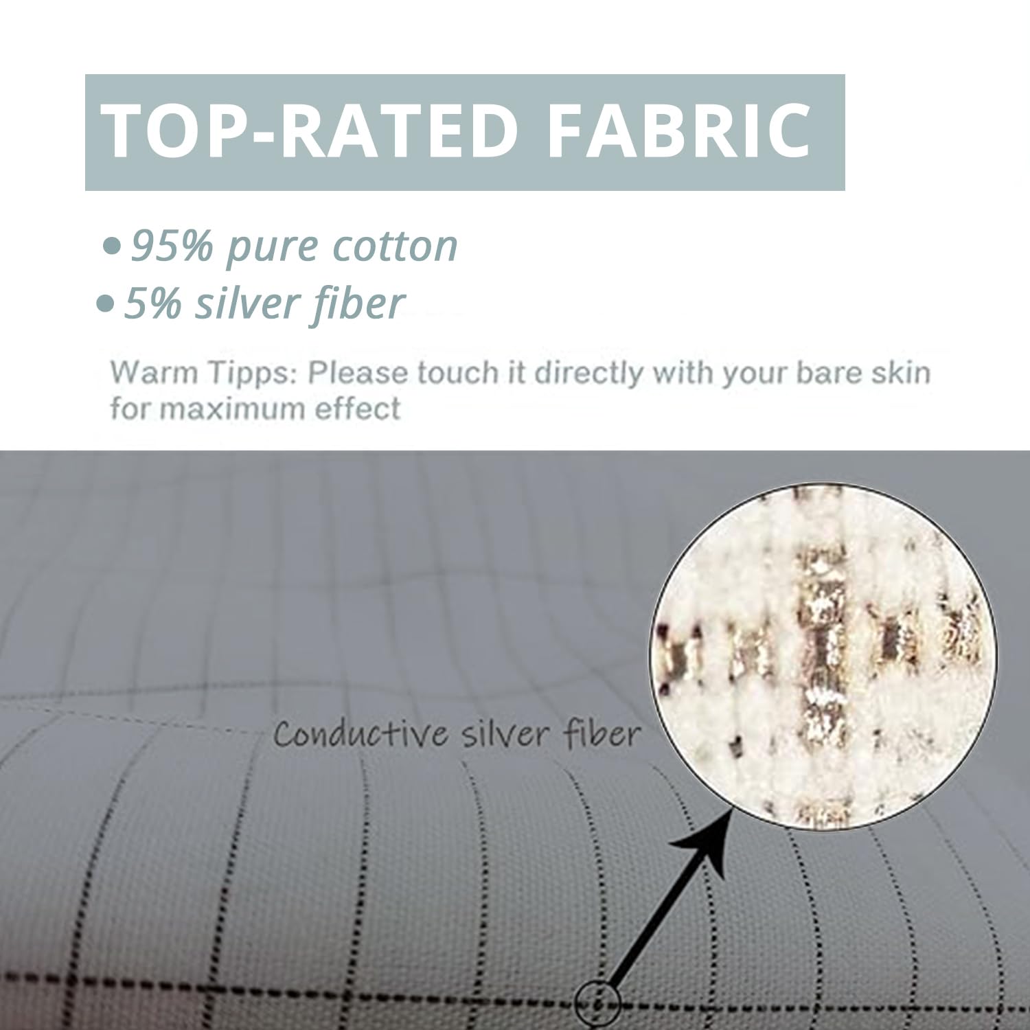 Grounding Pillowcase Silver Fiber Grounding Pillow Case 20 * 30in with Conductive Cord CHIAOCHUTTYAu supplements
