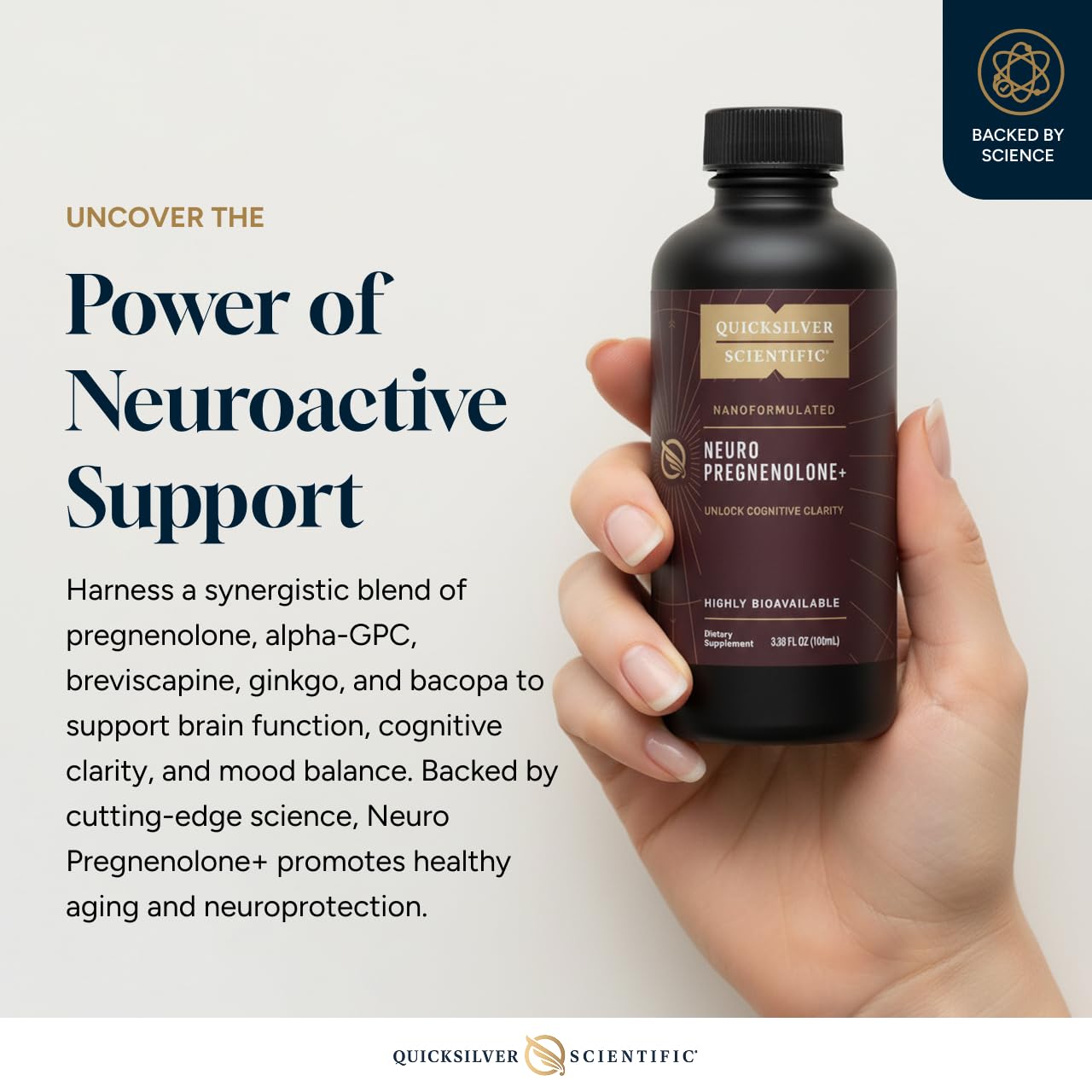Quicksilver Scientific Neuro Pregnenolone+ - Brain Support Supplement for Neurological Health - Neuroactive Ingredients - Rapid Absorption - Vegan, Sugar-Free & Gluten-Free - 3.38 fl oz (20 Servings) Quicksilver ScientificAu supplements