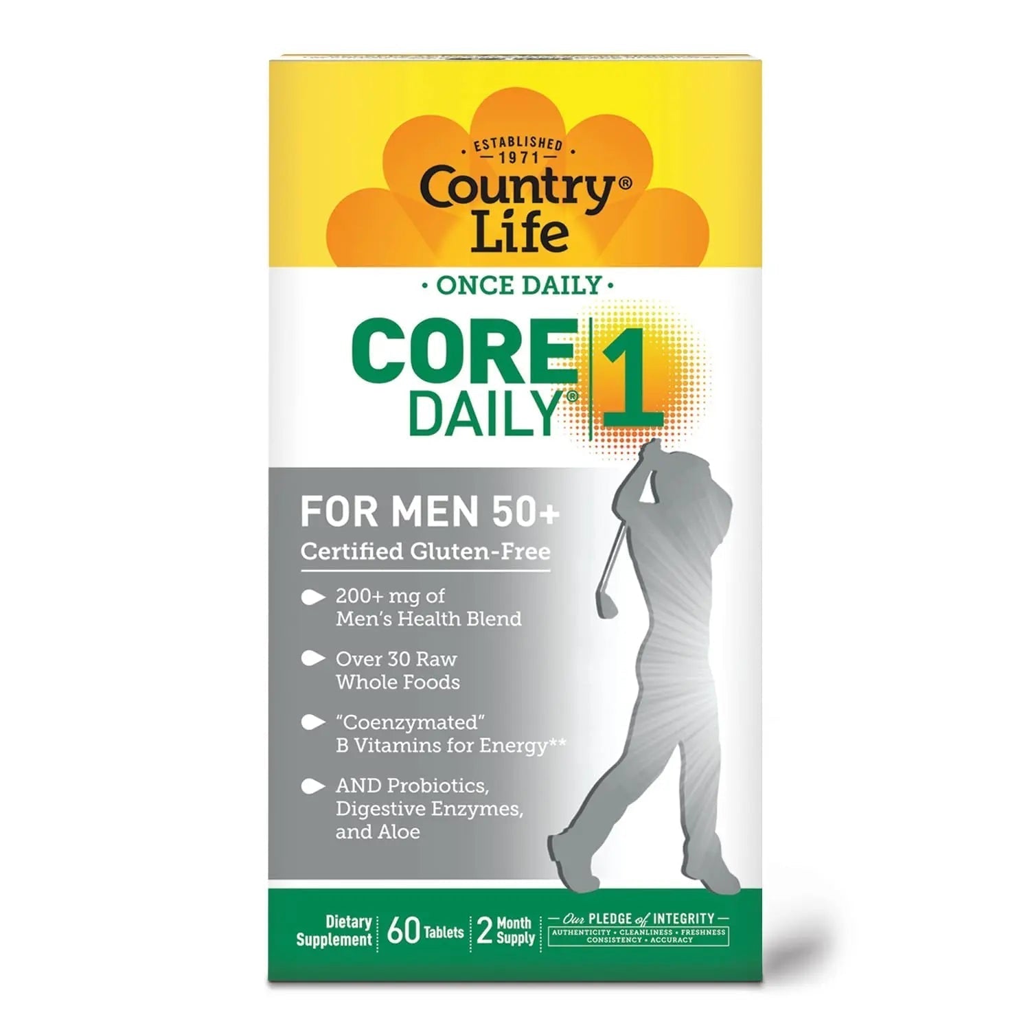 Country Life CORE Daily-1 Multivitamin for Men 50+ - Gluten-Free, Energy Support with Coenzymated B Vitamins Country LifeAu supplements
