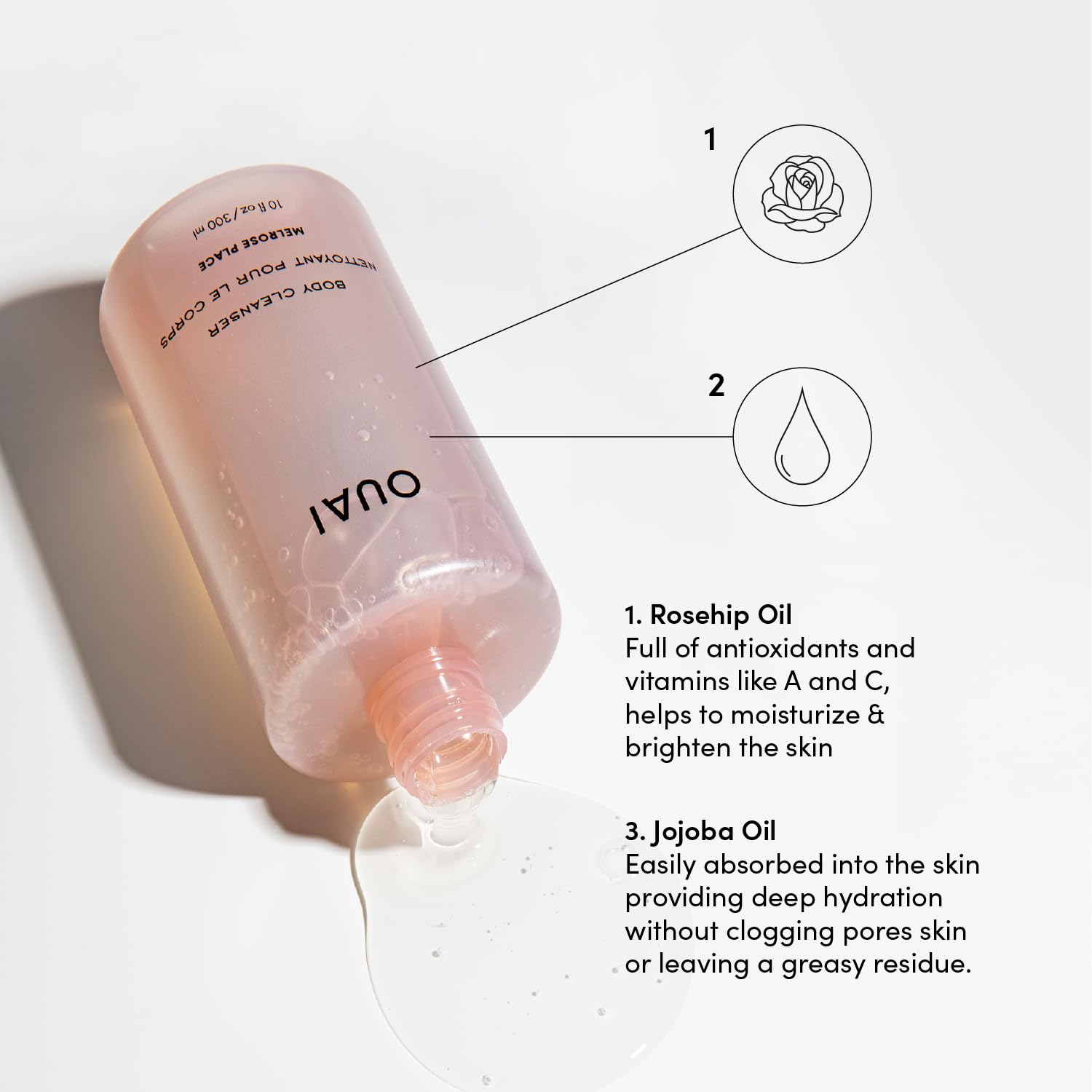 OUAI Body Cleanser, Melrose Place - Foaming Body Wash with Jojoba Oil and Rosehip Oil to Hydrate, Nurture, Balance and Soften Skin - Paraben, Phthalate and Sulfate Free Skin Care Products (10 Fl Oz) OUAIAu supplements