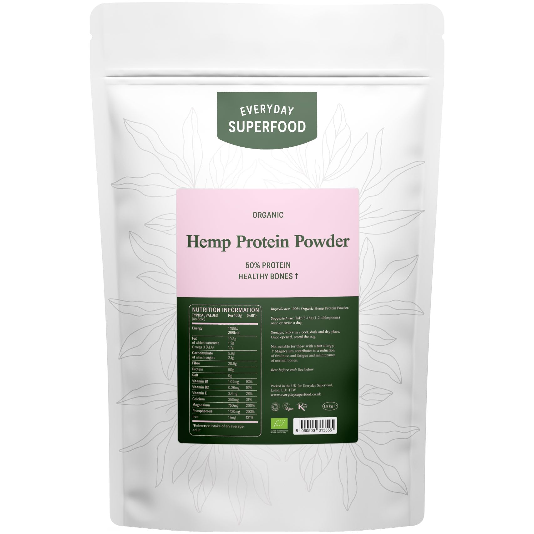 Organic Hemp Protein Powder 1.8kg Hemp Isolate 50% Protein Hemp Cold Pressed Hemp Seeds Powder Everyday SuperfoodAu supplements