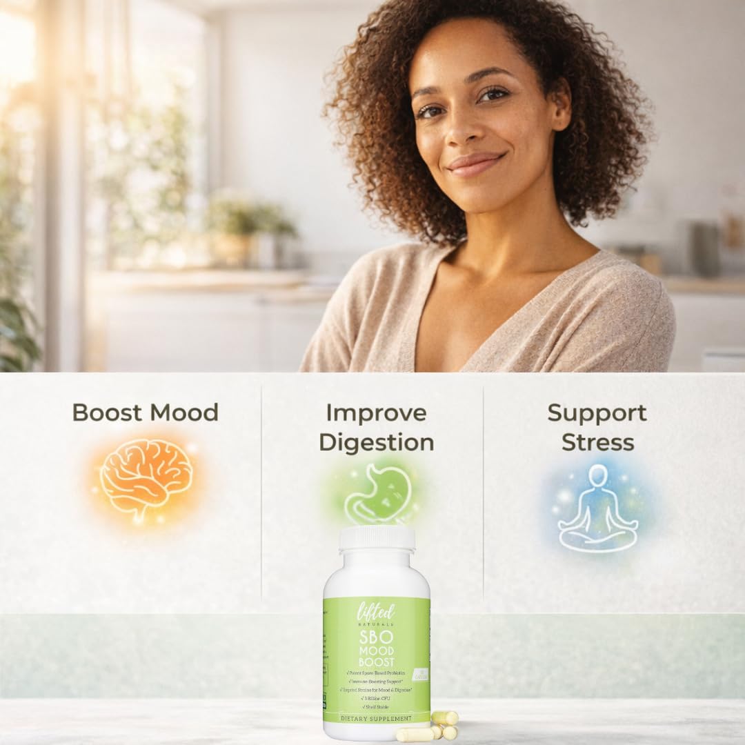 Lifted Naturals Spore Based Probiotic Probiotics - SBO Mood Boost - Spore/Soil-Based - Digestion & Natural Mood Support - Histamine-Free - 60 Day Supply, Non-GMO, Dairy-Free, Gluten-Free, Vegan Lifted NaturalsAu supplements