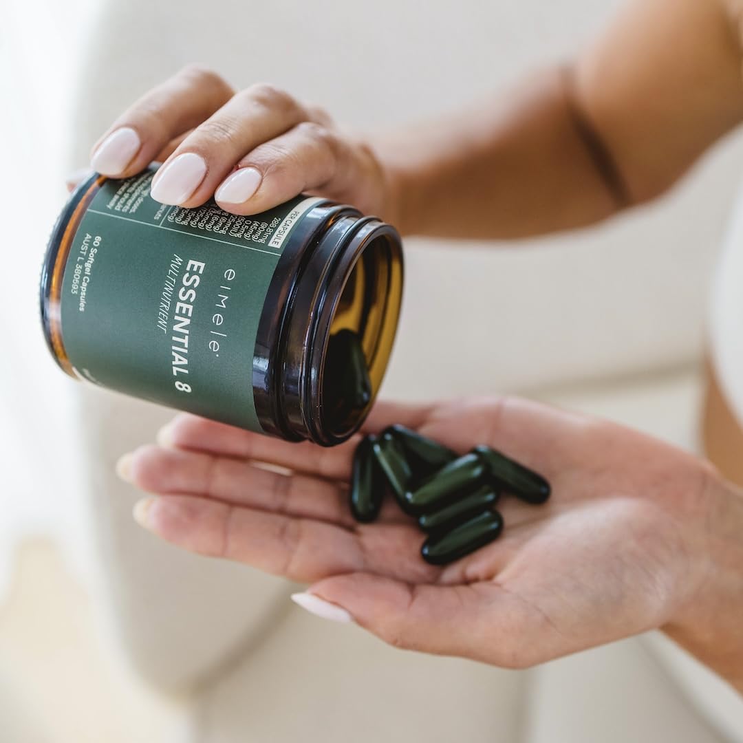 Essential 8 | Multivitamin for Energy & Immunity Support | 8 Essential Nutrients | Calcium, Vitamin B12, Omega3, Zinc, Iron, Vitamin D & More eimeleUS supplements