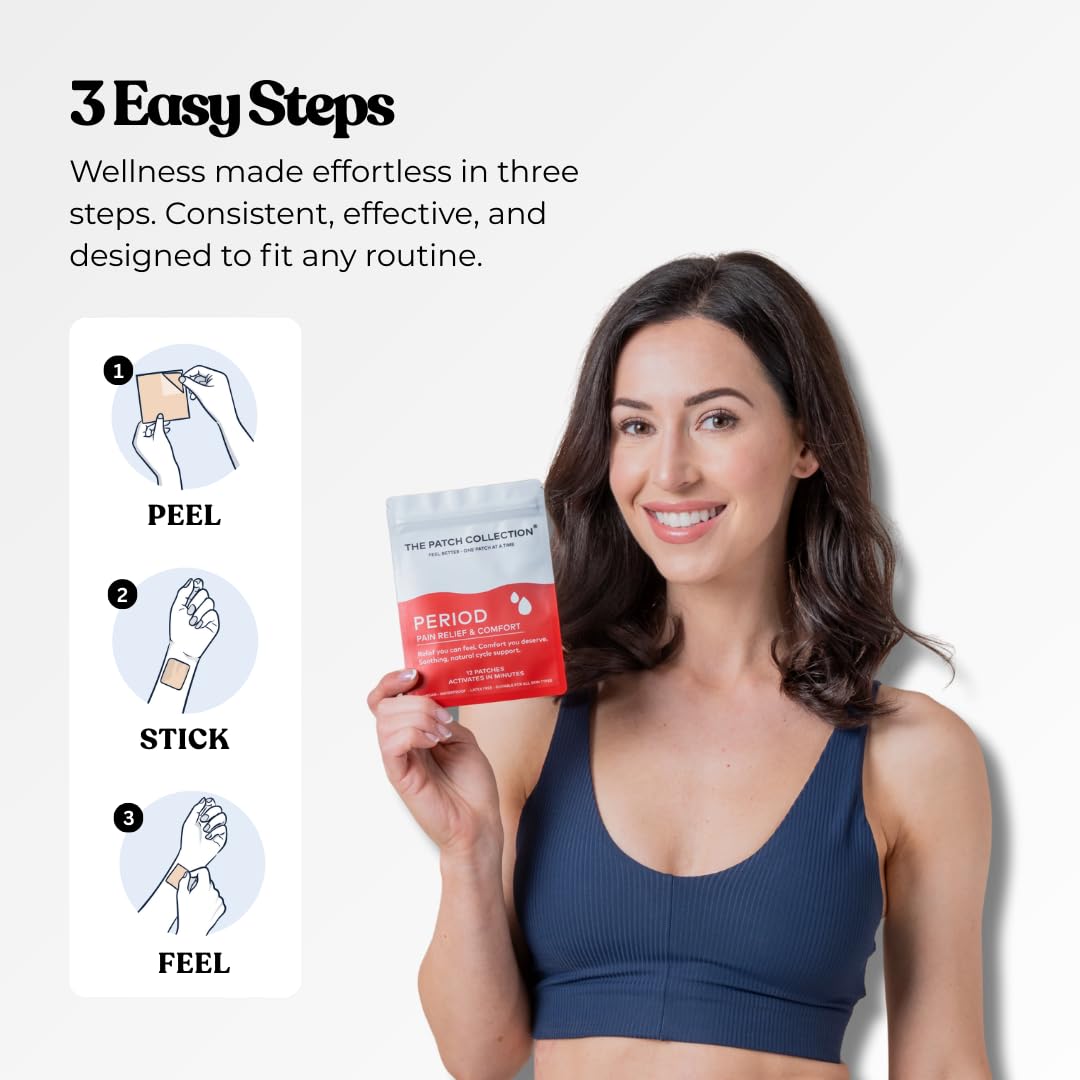 The Patch Collection® – Period Pain Relief Patch | Menthol, Turmeric, Valerian Root, Green Tea, Pomegranate Oil (Pack of 12) The Patch CollectionAu supplements