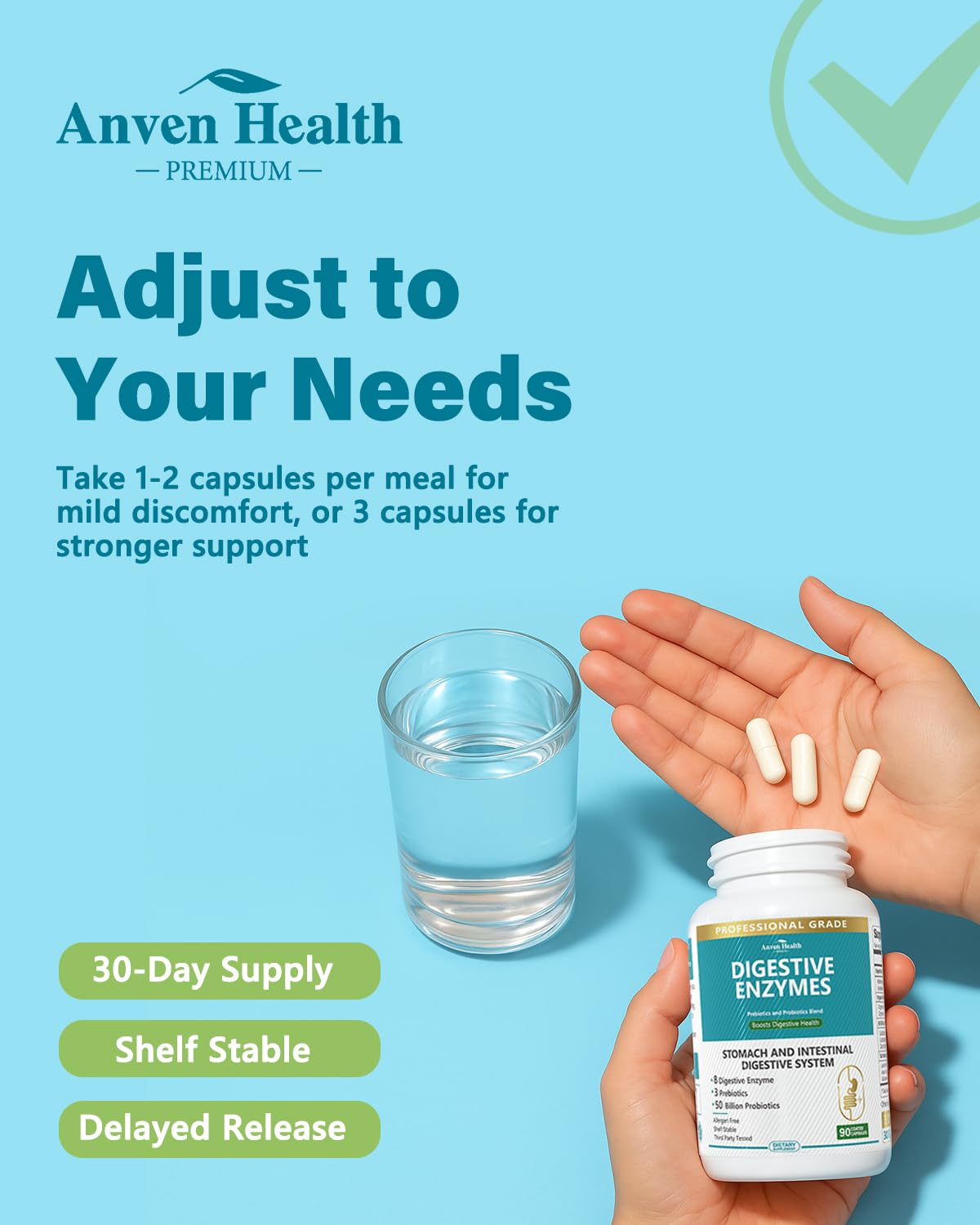 Anven Health 800mg Digestive Enzymes for Men and Women with Probiotics & Prebiotics, 8 Key Enzymes, Protease, Amylase & Lipase | 180 Capsules - A 60-Day Supply for Bloating & Gas Relief - Non-GMO Anven HealthAu supplements