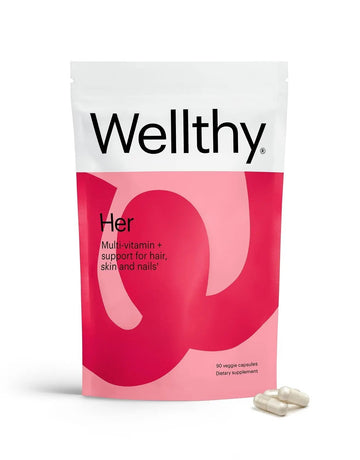Wellthy Her Women's Daily Vegan Multivitamin for Women, Natural Ingredients for Healthy Hair, Skin, & Nails with Essential Micronutrients (30 Day) WellthyAu supplements