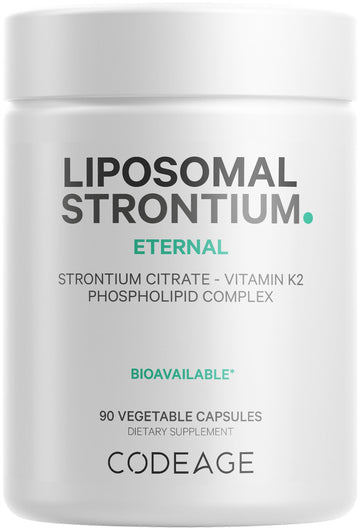 Codeage Liposomal Strontium Supplement - Strontium Citrate, Vitamin K2 MK-7, Liposomal Delivery, Non-GMO, Gluten-Free - 90 Capsules CodeageAu supplements