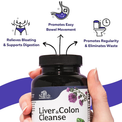 Liver Cleanse Detox & Repair with Colon Cleanse - Milk Thistle, Dandelion Root, Psyllium Husk Fiber NutrebUS supplements