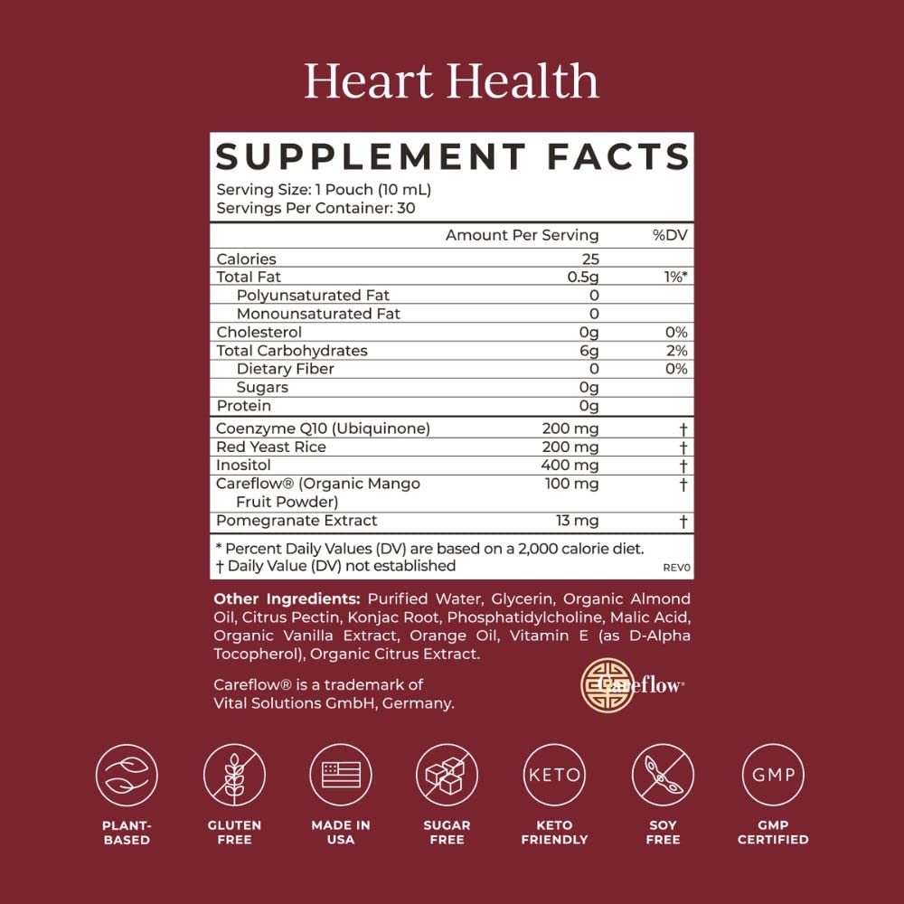 CYMBIOTIKA Heart Health Supplement with CoQ10, Red Yeast Rice & Inositol, Gluten Free Supplements to Support Circulation & Aging, Organic Orange Cream Flavor, 30 Pack CYMBIOTIKAUS supplements