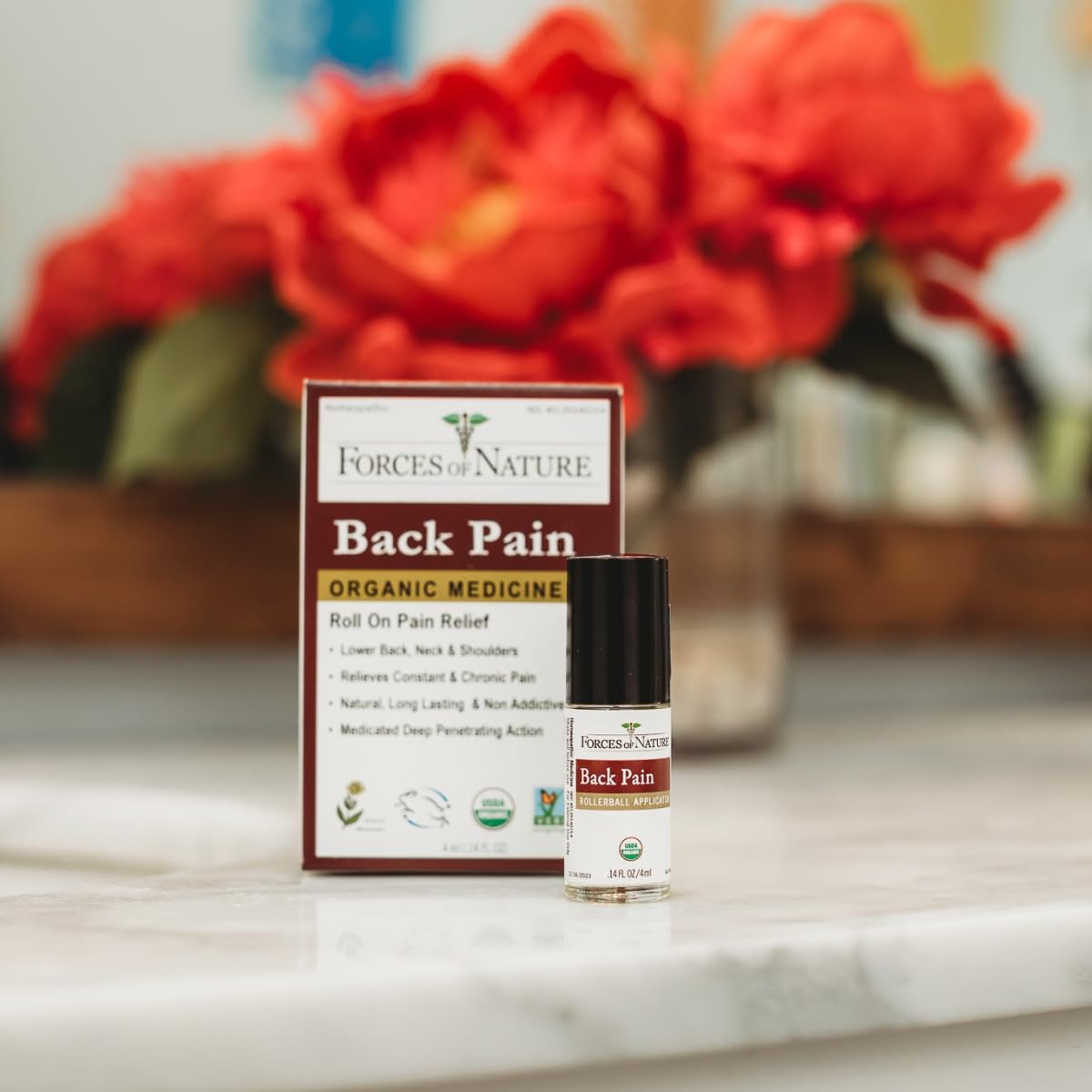 Forces of Nature Natural, Organic Back Pain Relief, w/Arnica & St John's Wort, Fast Acting Anti-Inflammatory Topical Muscle Soother for Lower Back, Sciatica, Neck, Non-GMO, Cruelty-Free, 0.14 Fl Oz Forces of NatureAu supplements