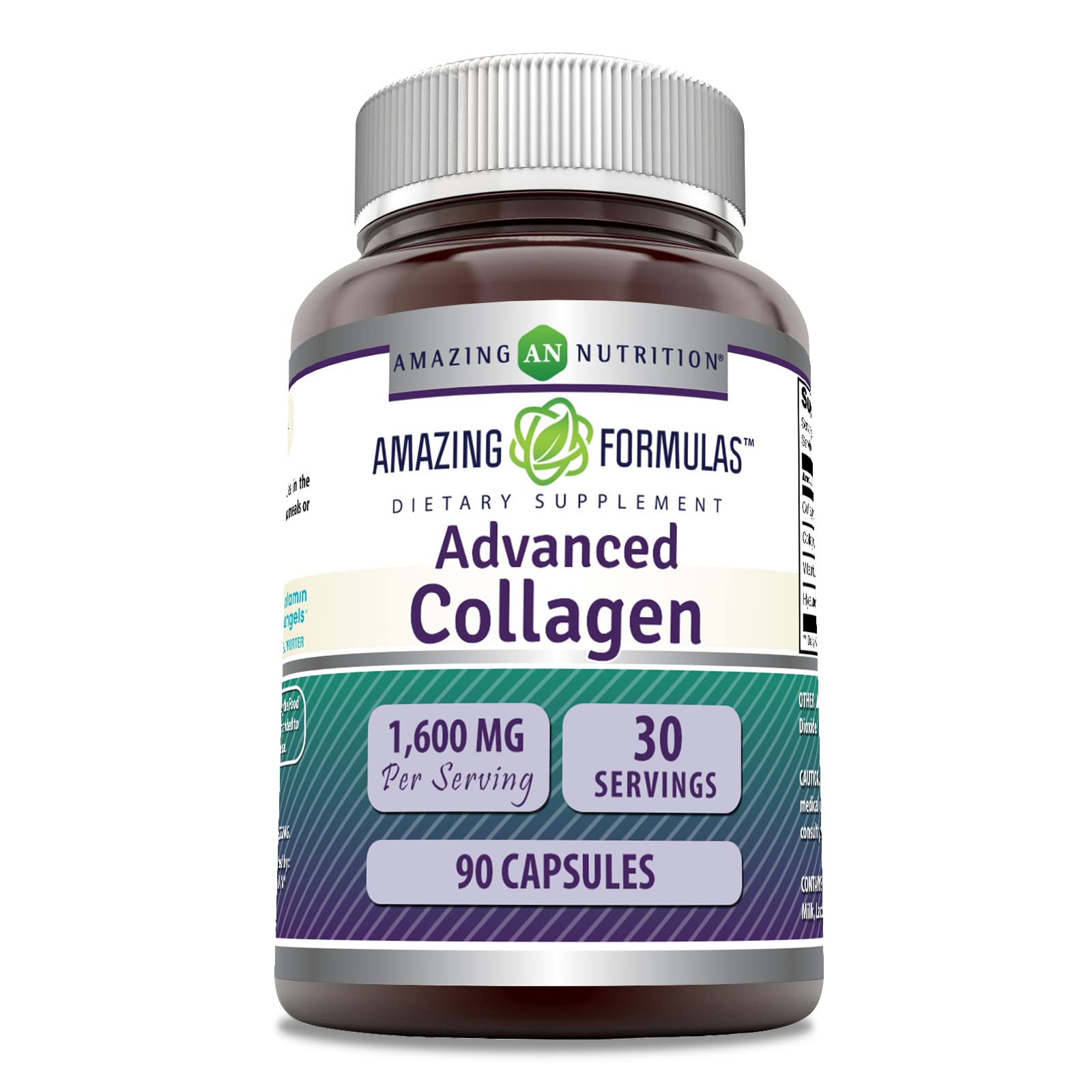 Amazing Formulas Advanced Collagen Supplement | Collagen Type I, II & III with Vitamin C & Hyaluronic | 1600 Mg Per Serving | 90 Capsules | Non-GMO | Gluten-Free | Made in USA Amazing NutritionAu supplements