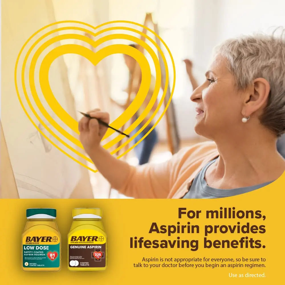 Bayer Aspirin Low Dose 81 mg, Enteric Coated Tablets, Doctor Recommended, Secondary Prevention of Cardiovascular Disease, 300 Safety Coated Tablets (Packaging may vary) BayerAu supplements