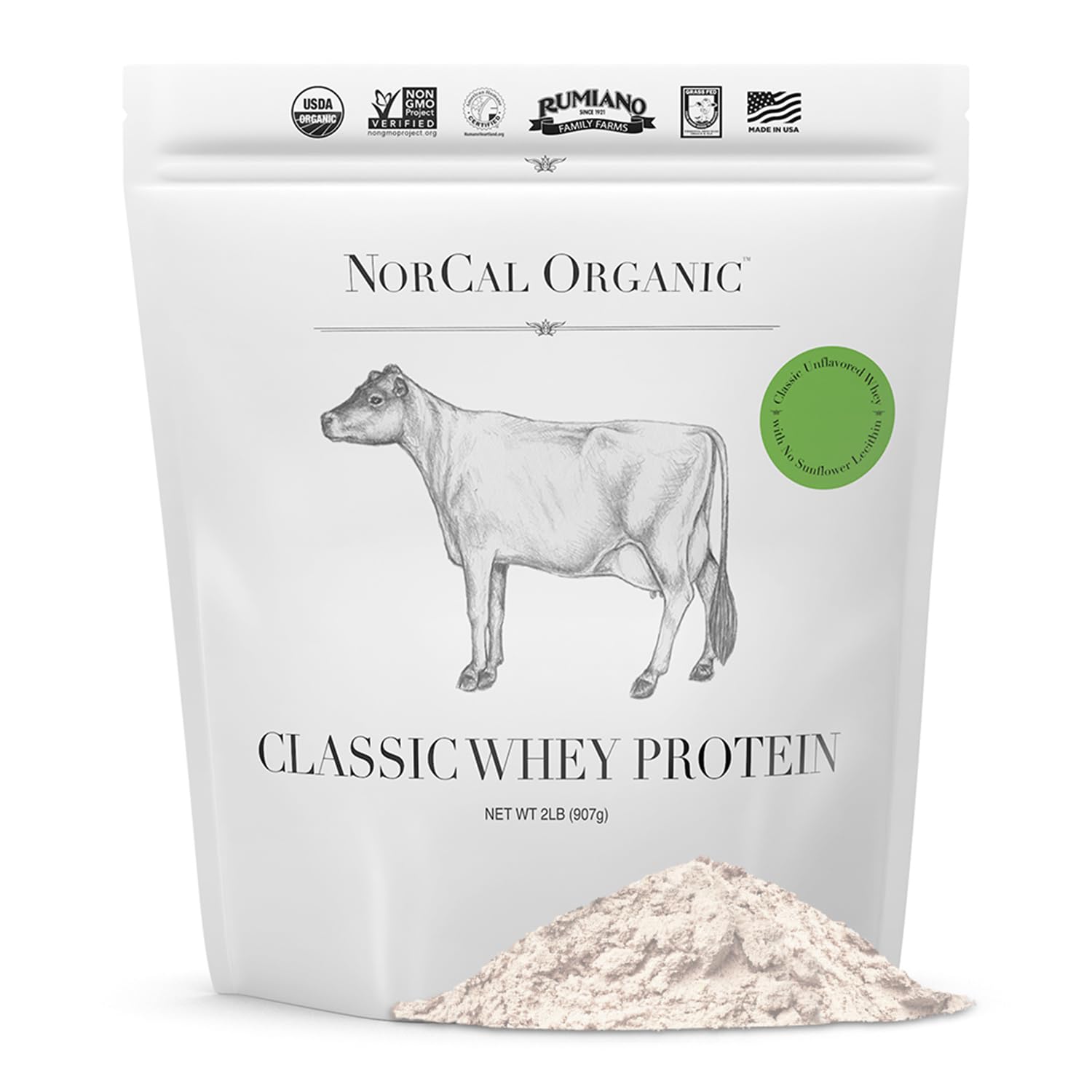 NorCal Organic Classic Whey Protein - 2lbs Bulk | 100% Grass-Fed & Finished NorCal OrganicUS supplements